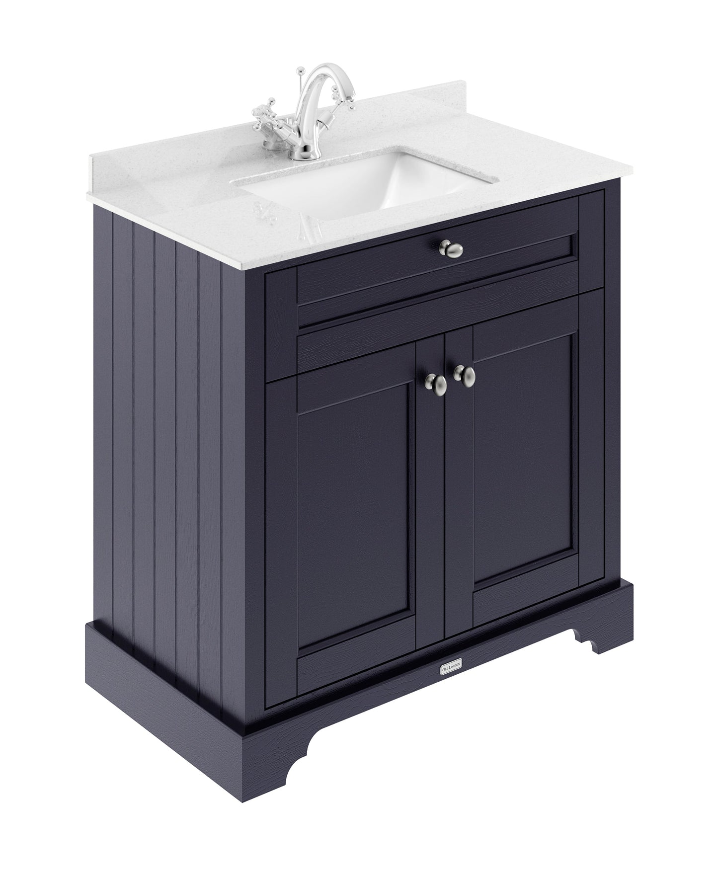 Floor Standing 2 Door Vanity Basin Unit with Square Basin & 1 Tap Hole Marble Top, 800mm