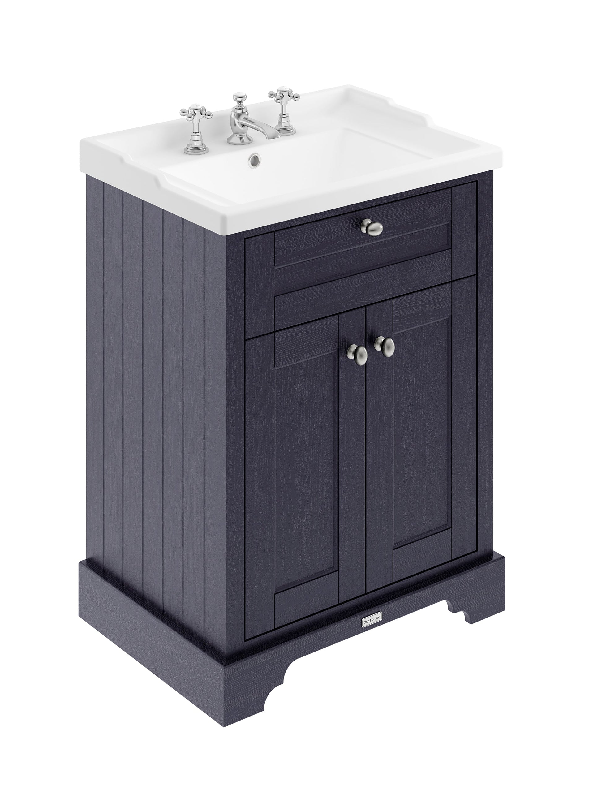 Hudson Reed Old London 600mm Floor Standing 2 Door Vanity Unit With 3 Tap Hole Ceramic Basin
