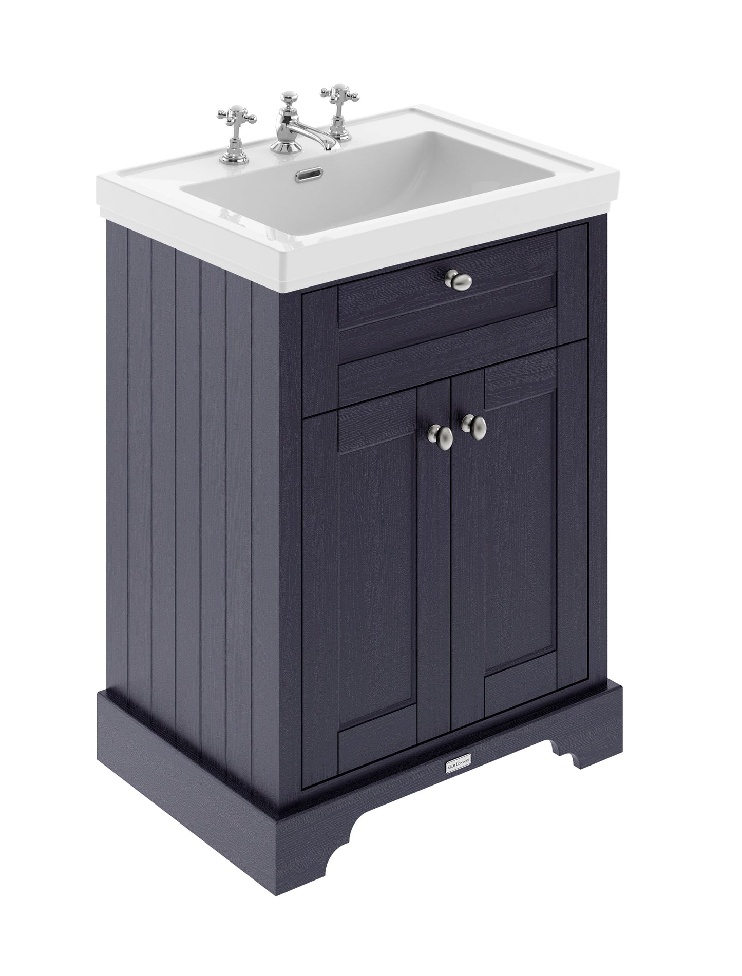 Hudson Reed Old London 600mm Floor Standing 2 Door Vanity Unit with 3 Tap Hole Fireclay Basin