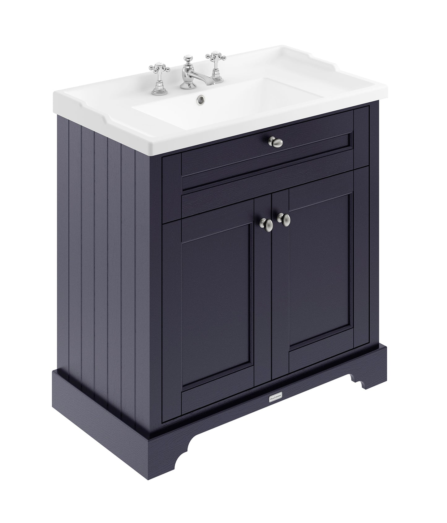 Hudson Reed Old London 800mm Floor Standing 2 Door Vanity Unit with 3 Tap Hole Ceramic Basin