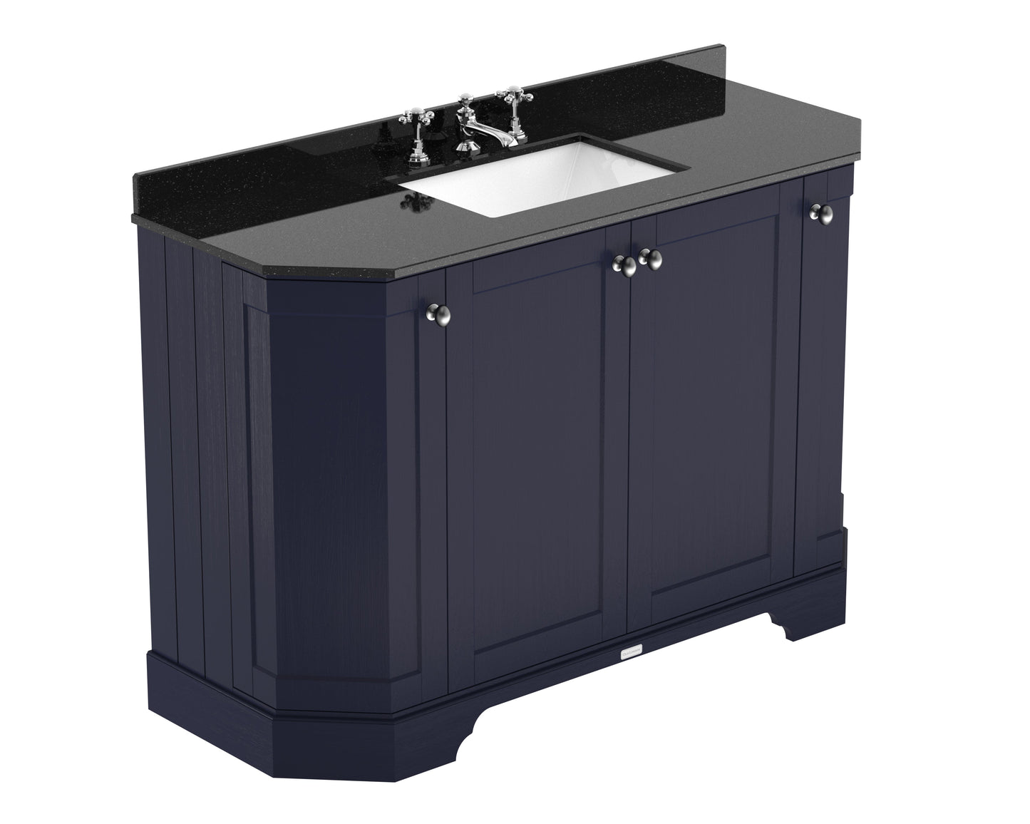 Hudson Reed Old London 1200mm Twilight Blue Floor Standing 4 Door Vanity Unit With Black Marble Top Basin