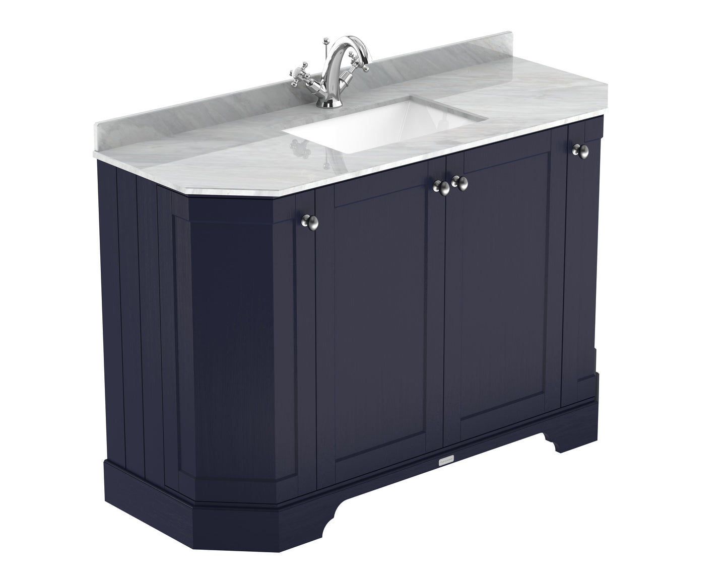 Floor Standing 4 Door Angled Vanity Unit with 1 Tap Hole Grey Marble Top 1200mm