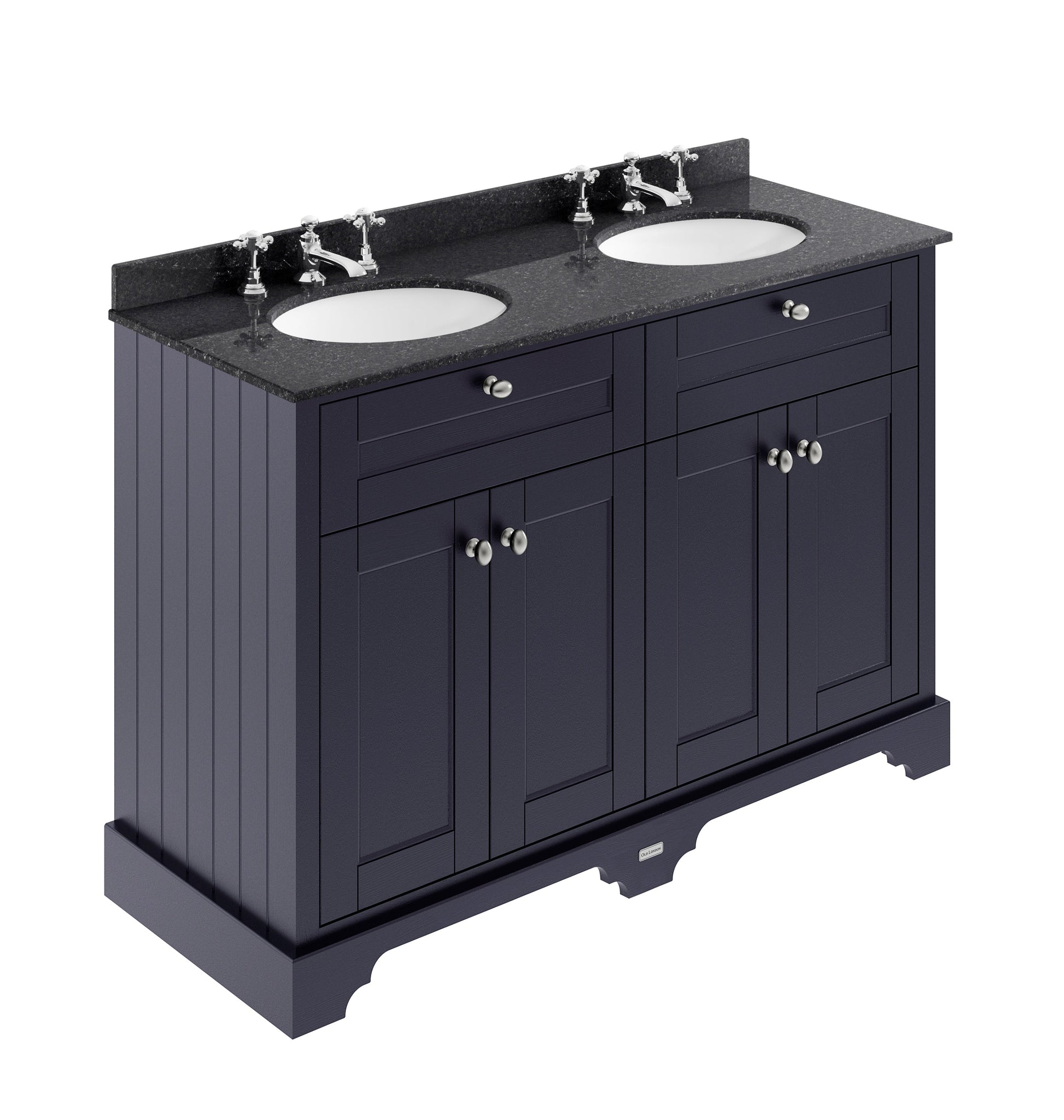 Hudson Reed Old London 1220mm Floor Standing 4 Door Double Basin Vanity Unit With Black Marble Top