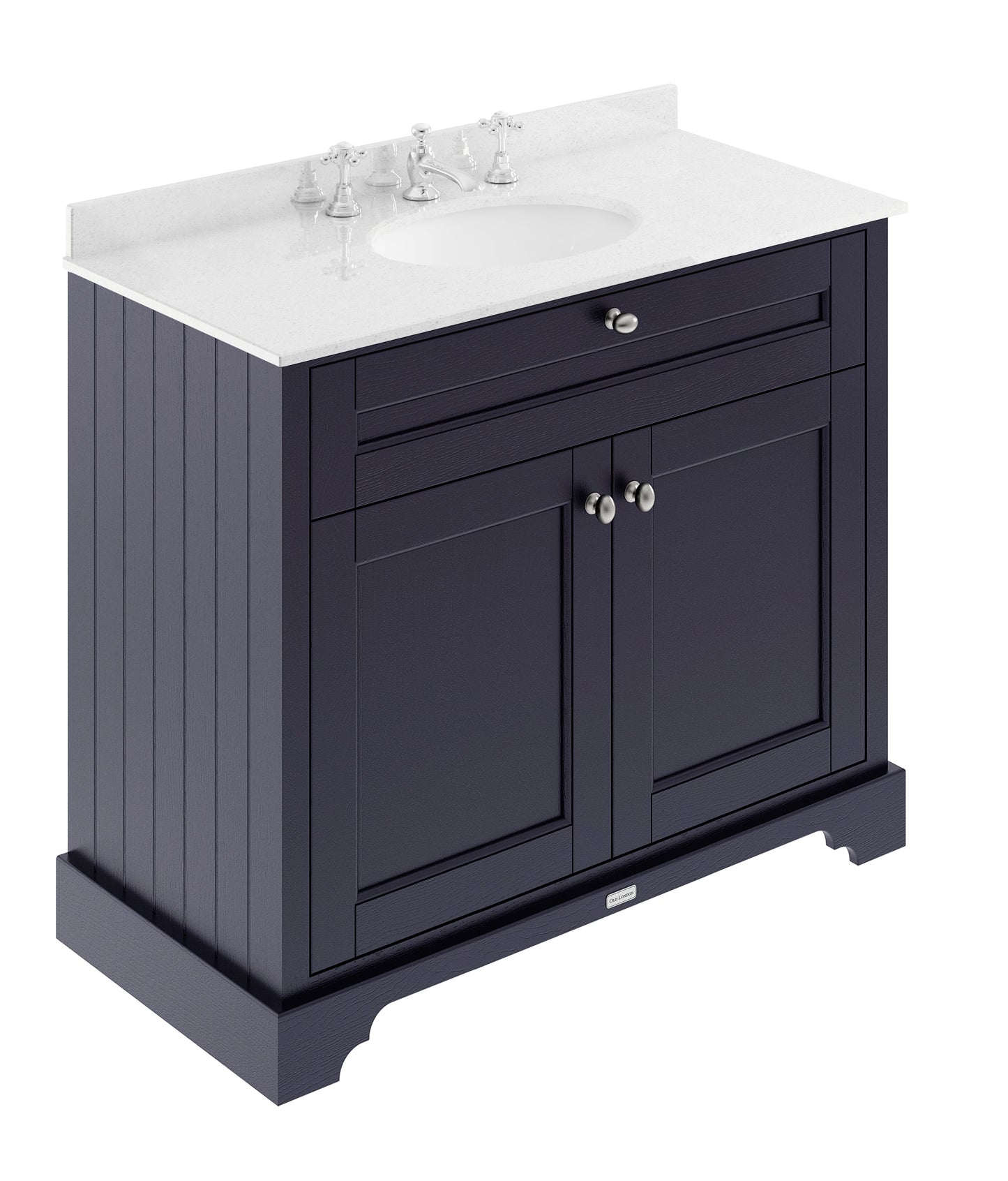 Floor Standing 2 Door Vanity Unit with 1 Tap Hole White Marble Top 1000mm