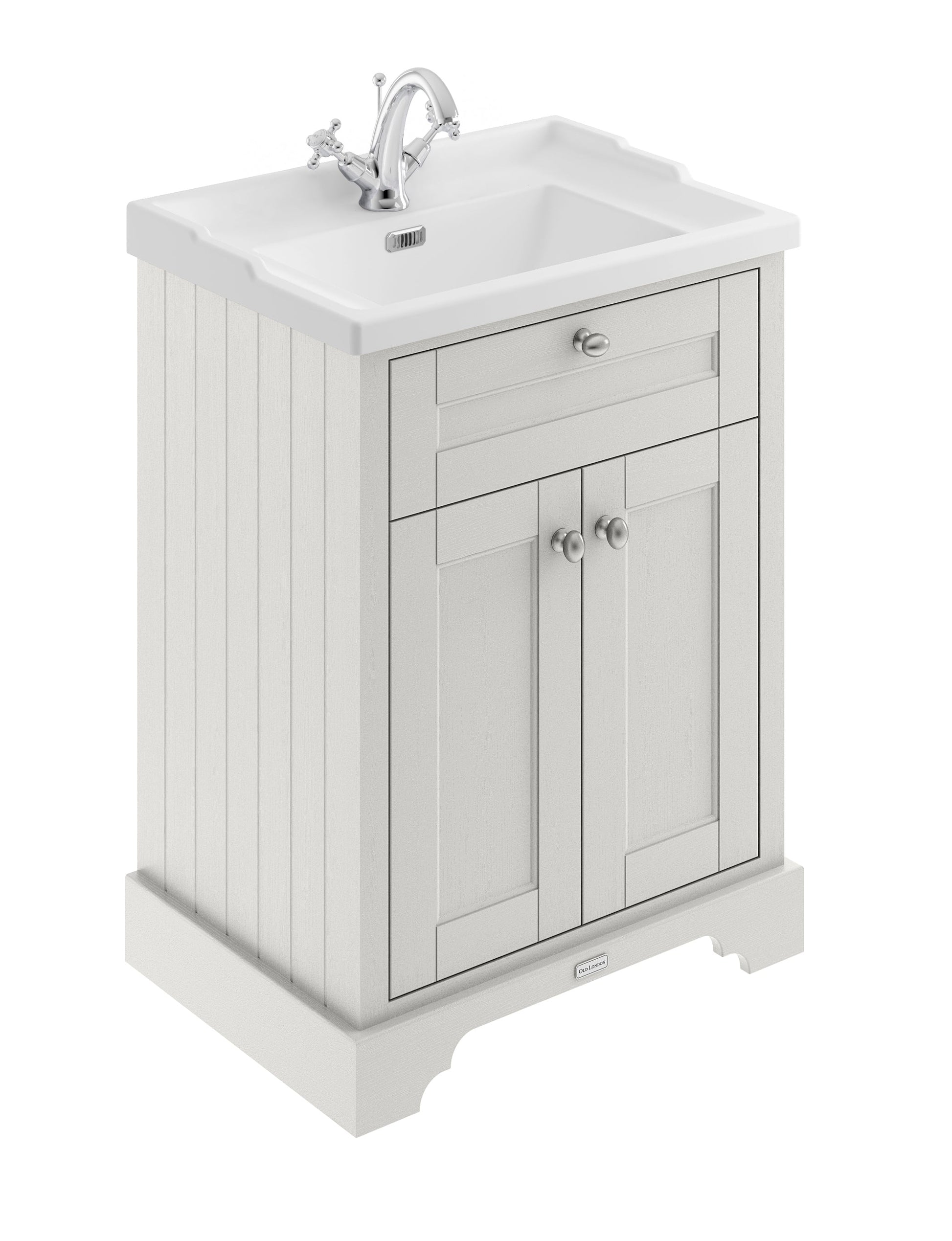 Hudson Reed Old London 600mm Timeless Sand Floor Standing 2 Door Vanity Unit With 1 Tap Hole Ceramic Basin