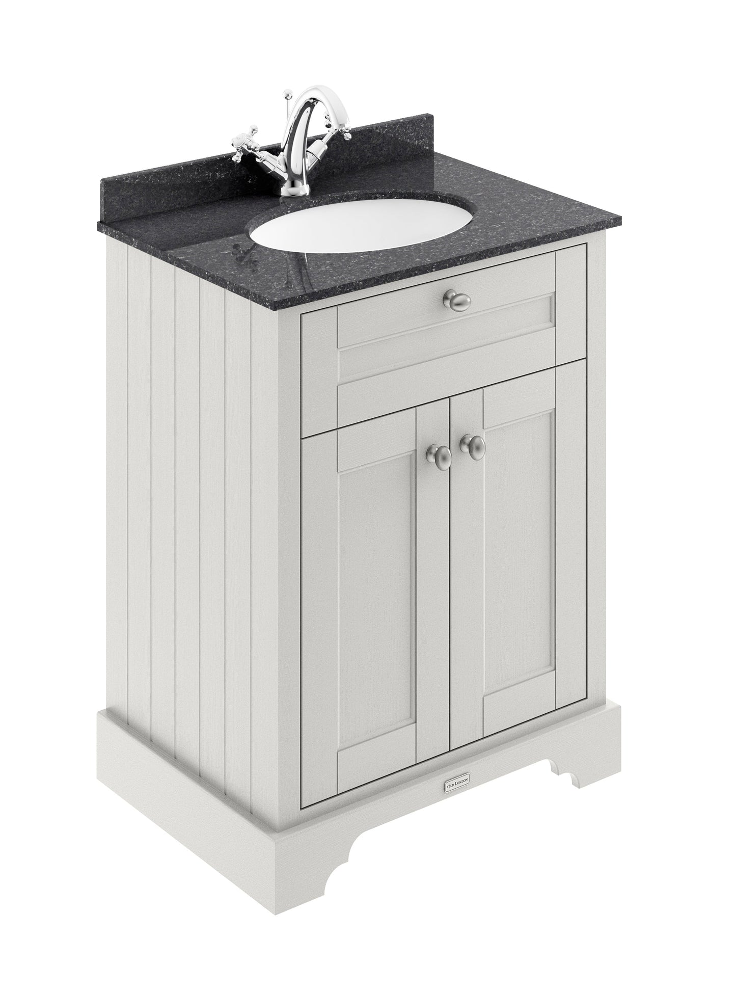 Hudson Reed Old London 600mm Timeless Sand Floor Standing 2 Door Vanity Unit with Black Marble Top Basin