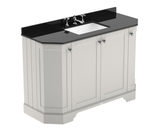Hudson Reed Old London 1236mm Timeless Sand Floor Standing Vanity Unit With 3 Tap Hole Black Marble Top Basin