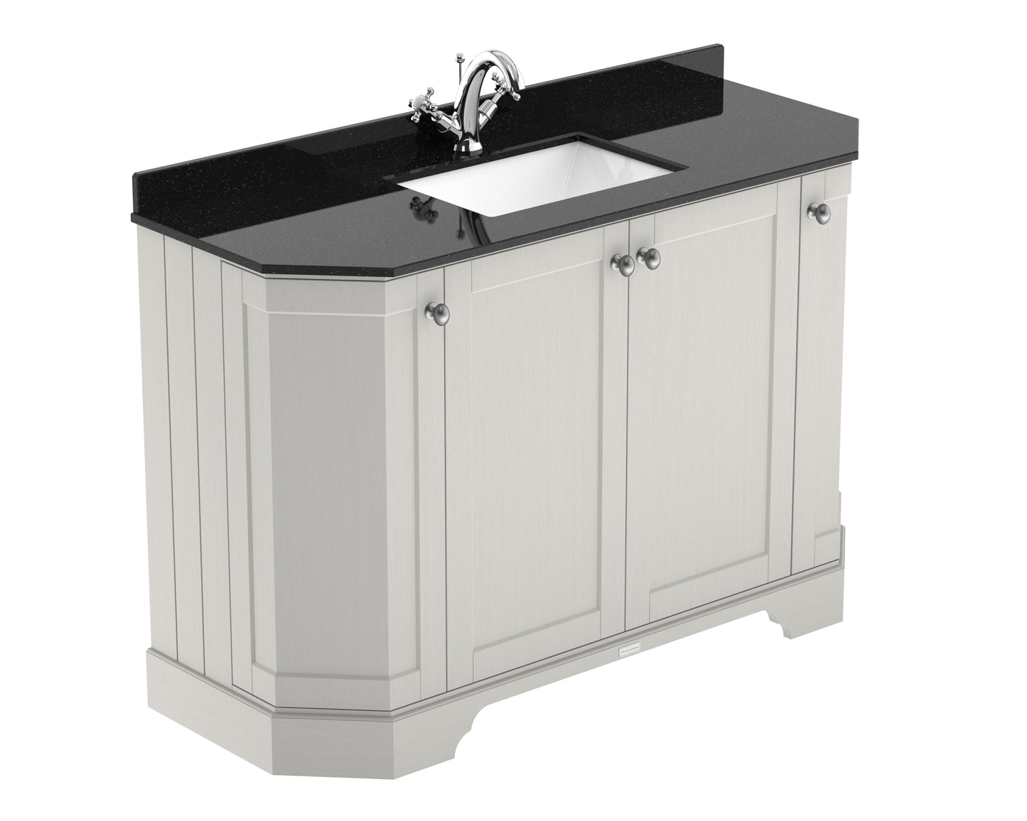 Floor Standing 4 Door Angled Vanity Unit with 1 Tap Hole Black Marble Top 1200mm