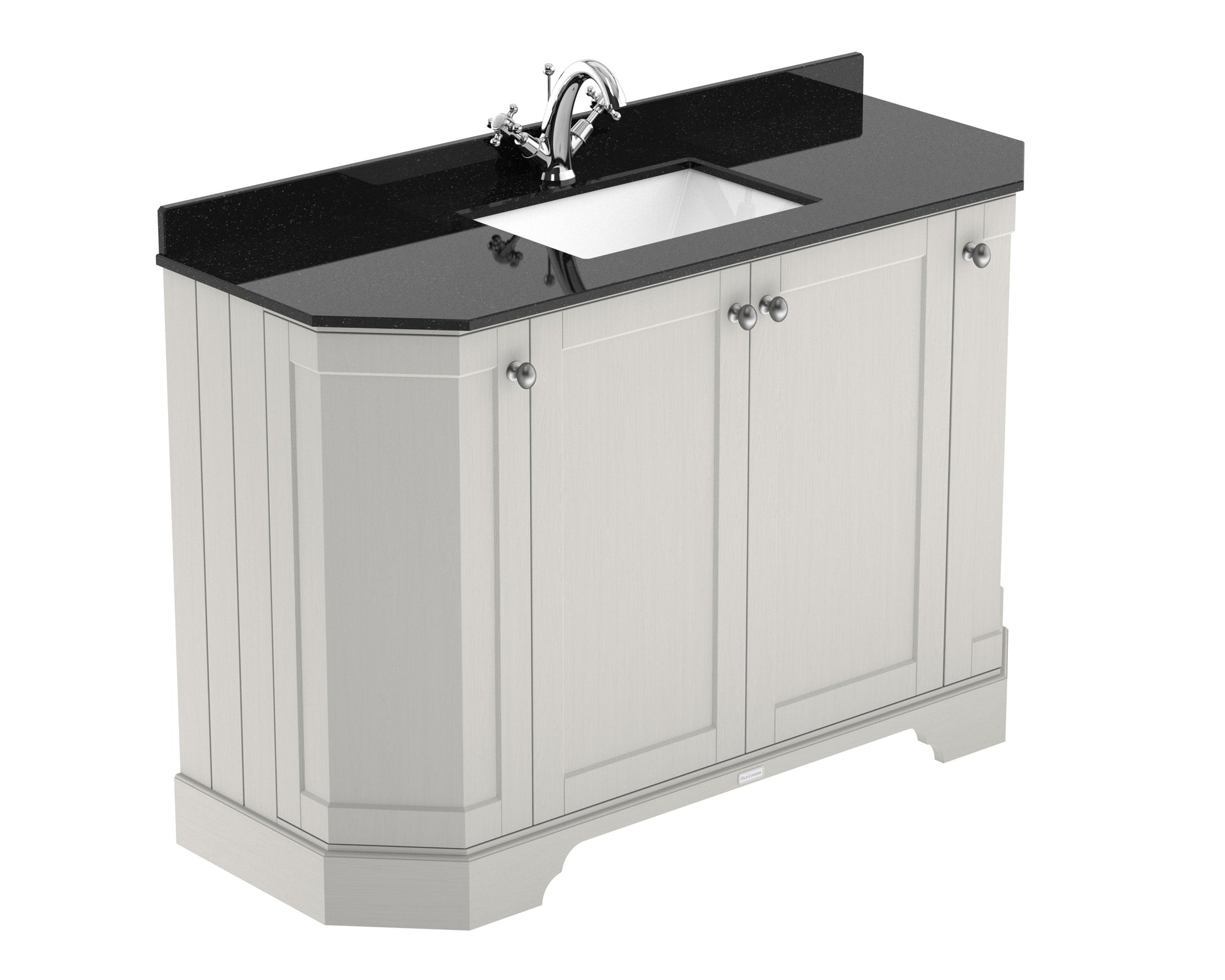 Floor Standing 4 Door Angled Vanity Unit with 1 Tap Hole Black Marble Top 1200mm