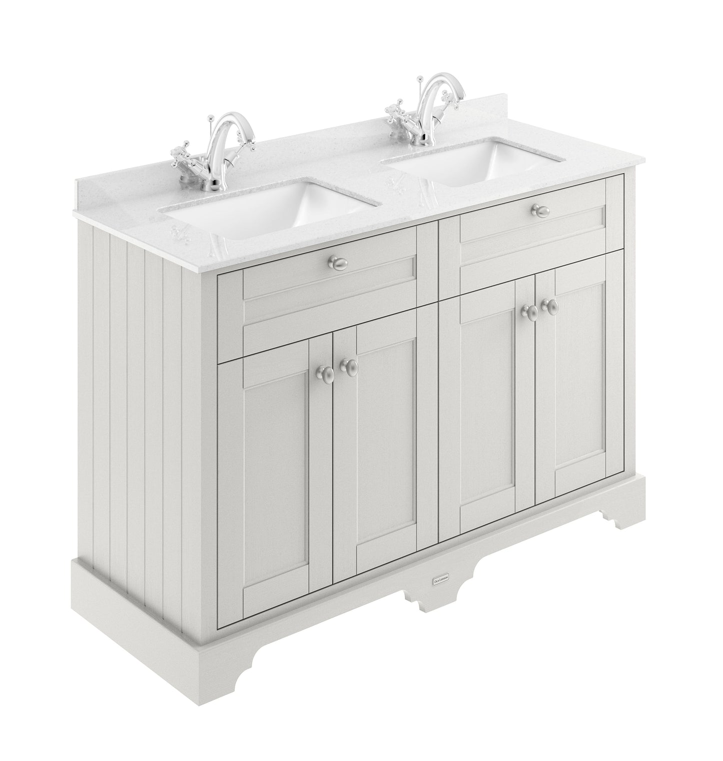 Floor Standing 4 Door Vanity Basin Unit with Square Basin & 1 Tap Hole Marble Top, 1200mm
