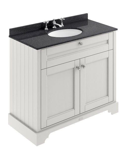 Hudson Reed Old London 1000mm Floor Standing 2 Door Vanity Unit With Black Marble Top Basin