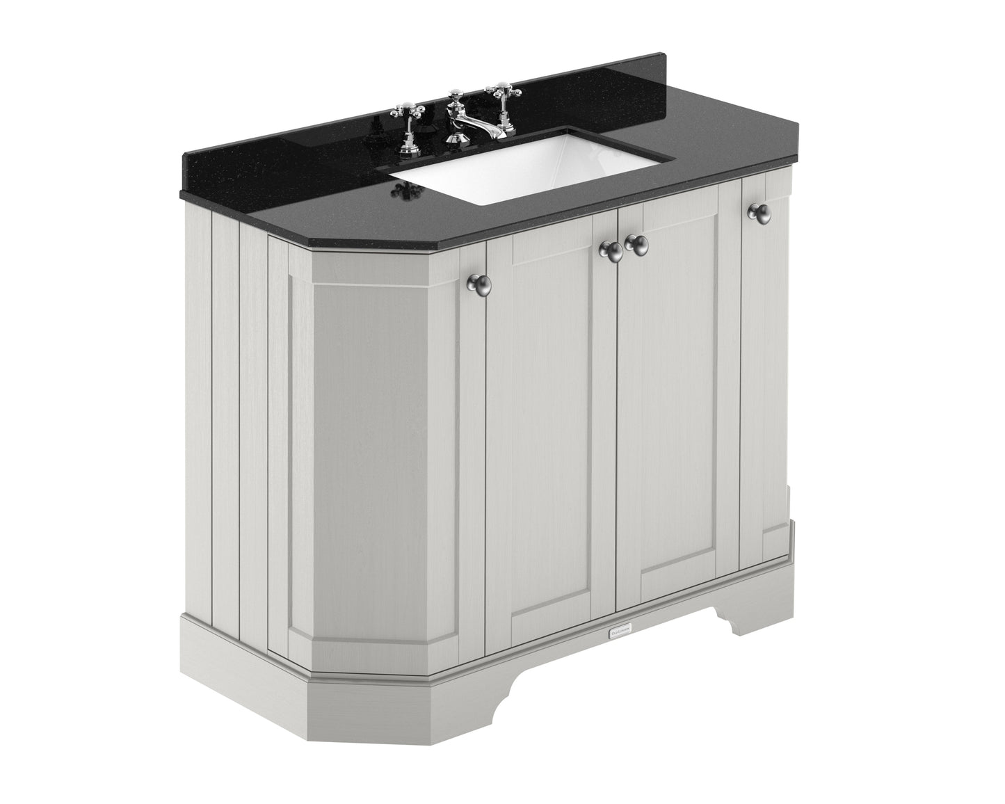Hudson Reed Old London 1000mm Floor Standing 4 Door Vanity Unit with 3 Tap Hole Black Marble Top Basin