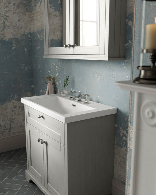 Old London 800mm 2-Door Unit & Contemporary Fireclay Basin 3TH