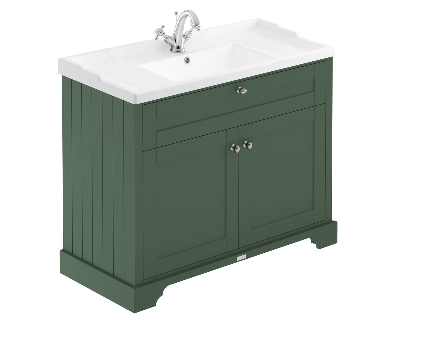 Hudson Reed Old London 1000mm Hunter Green Floor Standing 2 Door Vanity Unit With 1 Tap Hole Ceramic Basin