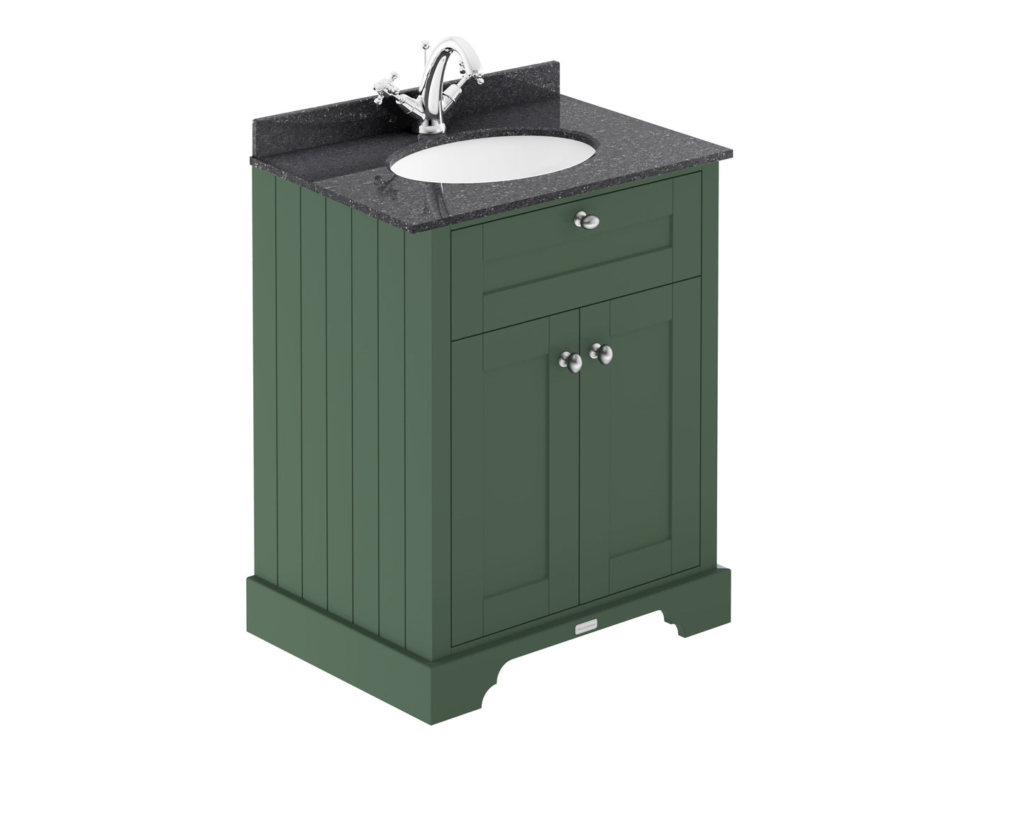 Hudson Reed Old London 600mm Hunter Green Floor Standing Vanity Unit With Black Marble Top Basin & Soft Close Doors