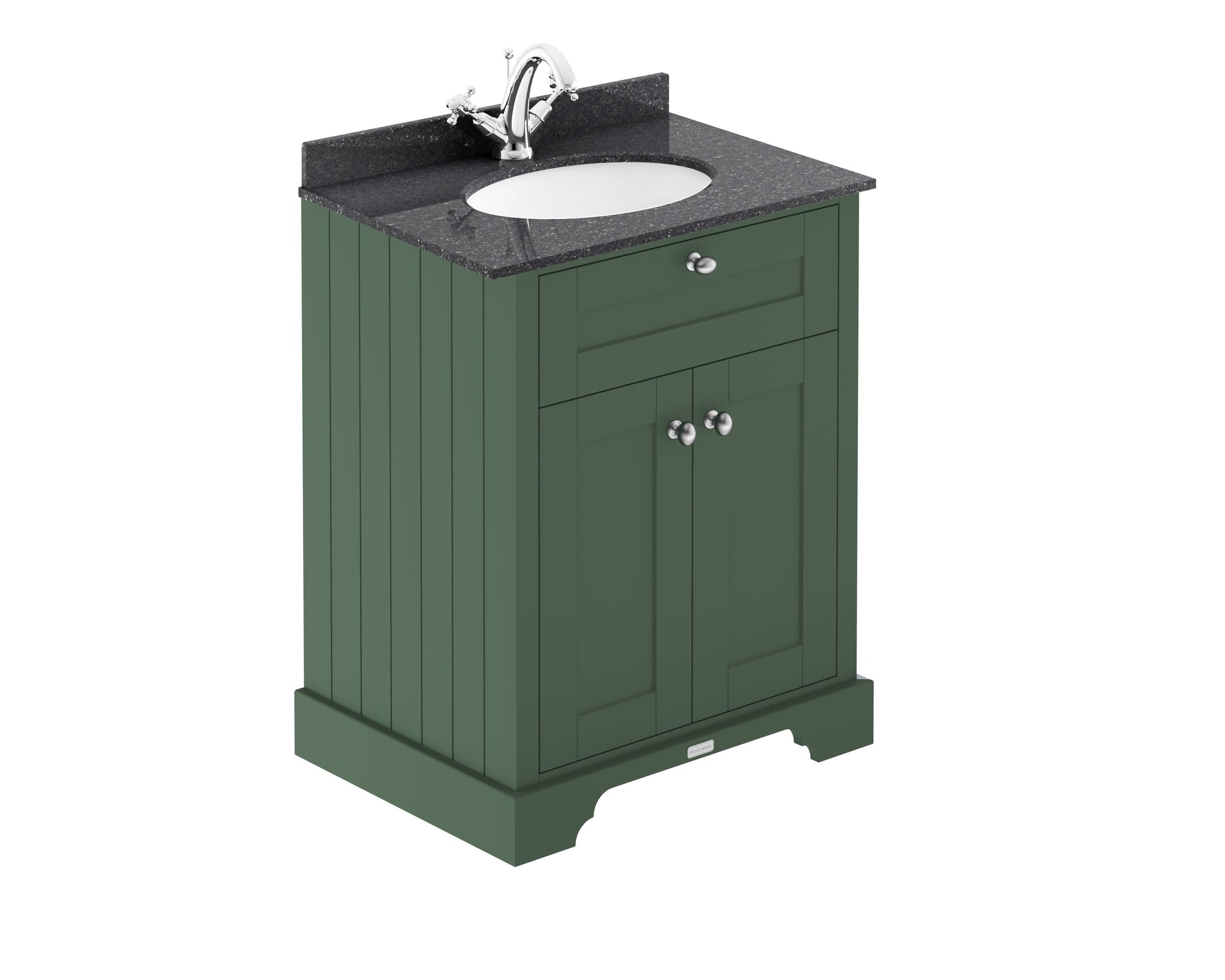 Hudson Reed Old London 600mm Hunter Green Floor Standing Vanity Unit With Black Marble Top Basin & Soft Close Doors