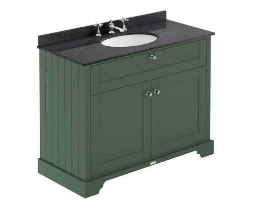 Floor Standing 2 Door Vanity Unit with 3 Tap Hole Black Marble Top 1000mm