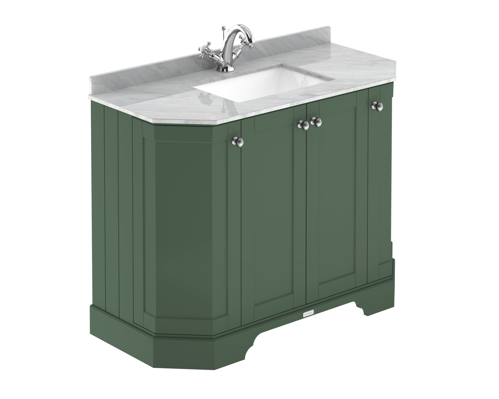 Hudson Reed Old London 1000mm Hunter Green Floor Standing Vanity Unit With 1 Tap Hole Grey Marble Top Basin