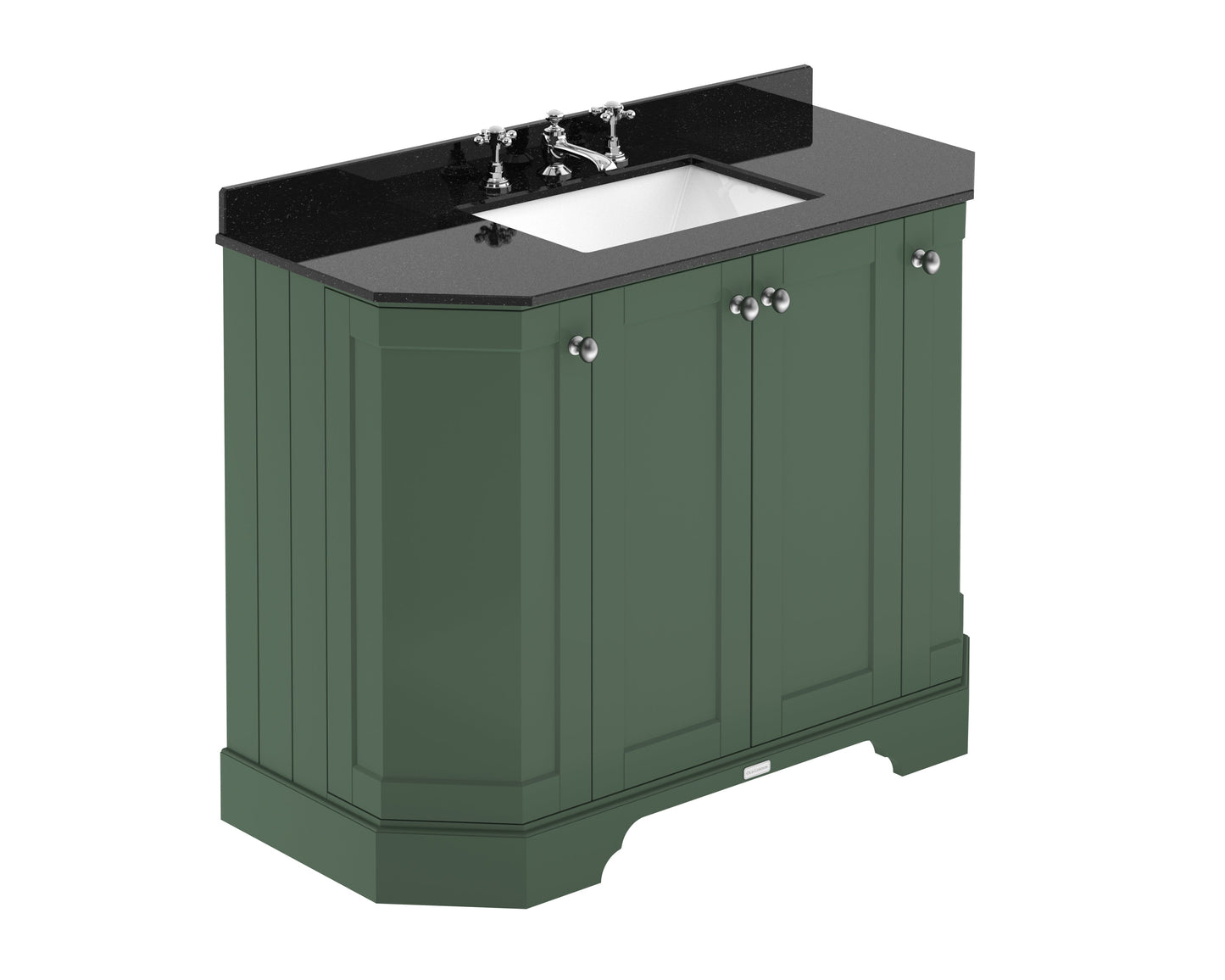 Hudson Reed Old London 1036mm Hunter Green Floor Standing 4 Door Vanity Unit With Black Marble Top Basin