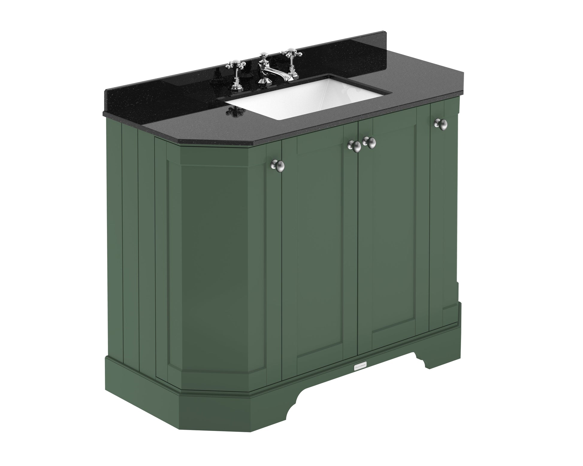 Hudson Reed Old London 1036mm Hunter Green Floor Standing 4 Door Vanity Unit With Black Marble Top Basin