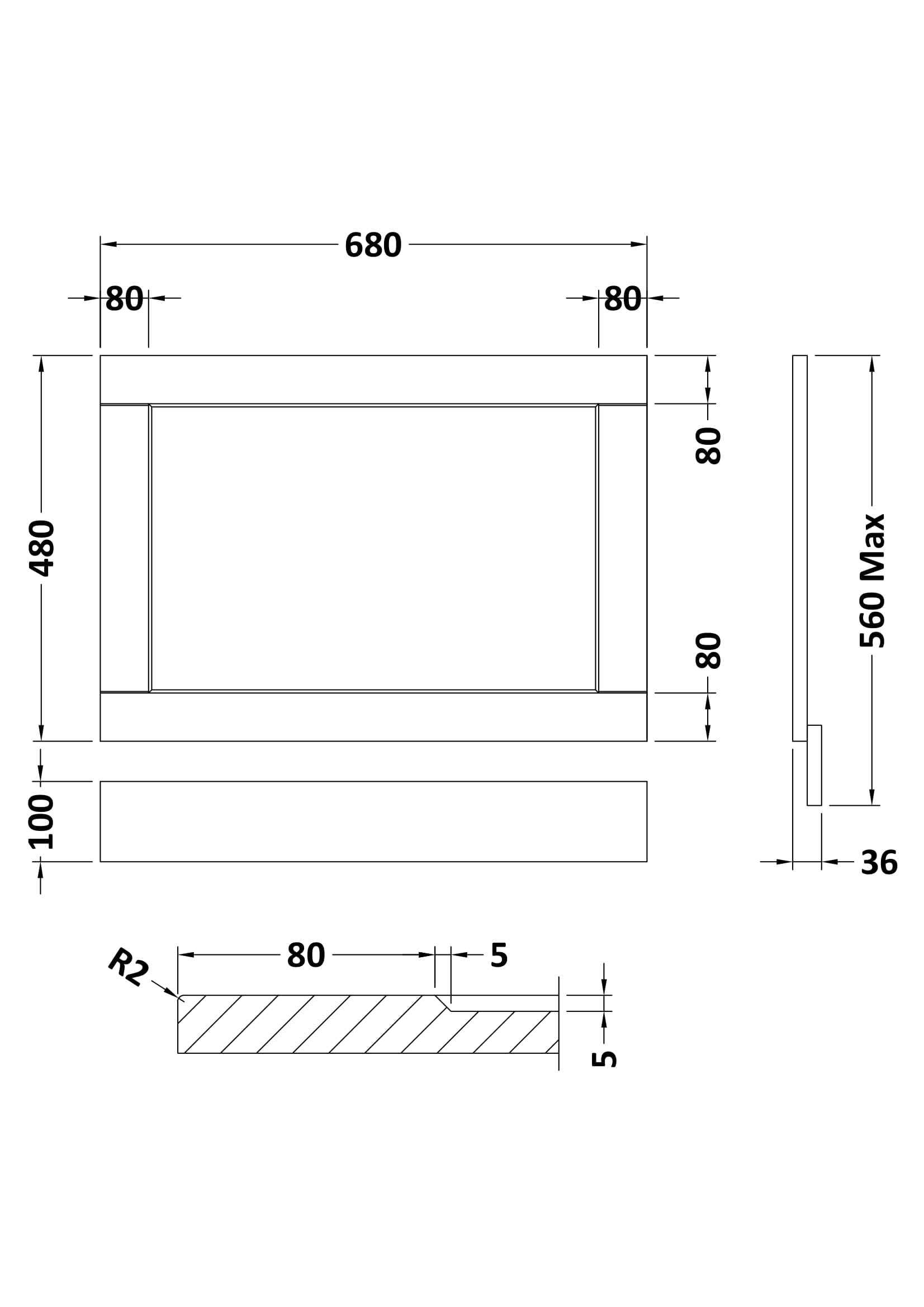 Straight Bath End Panel 700mm