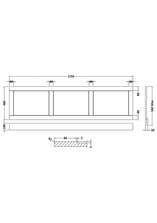 Straight Bath Front Panel 1800mm