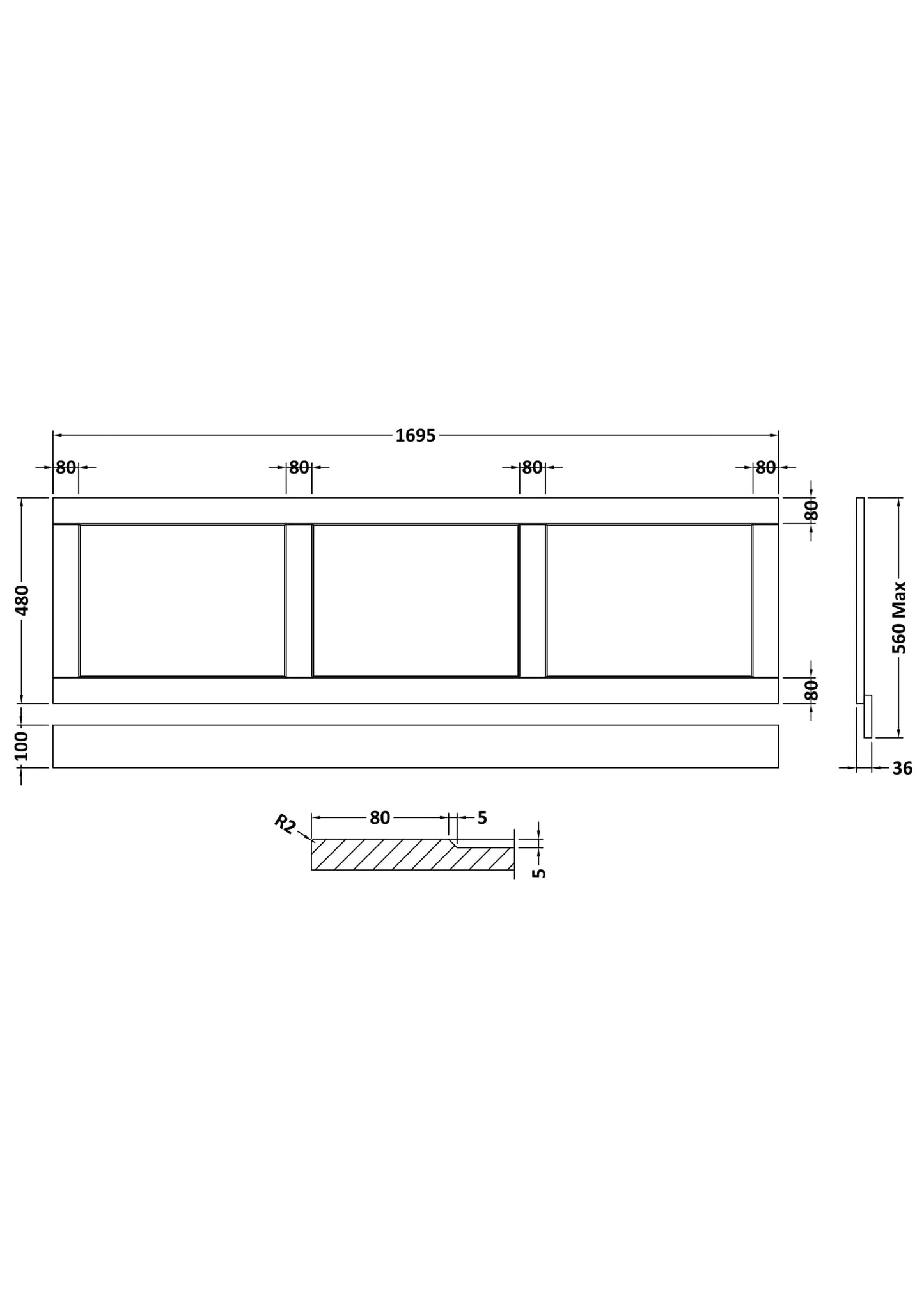 Straight Bath Front Panel 1700mm