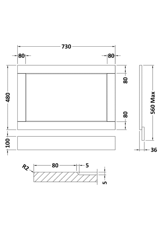 Straight Bath End Panel 750mm