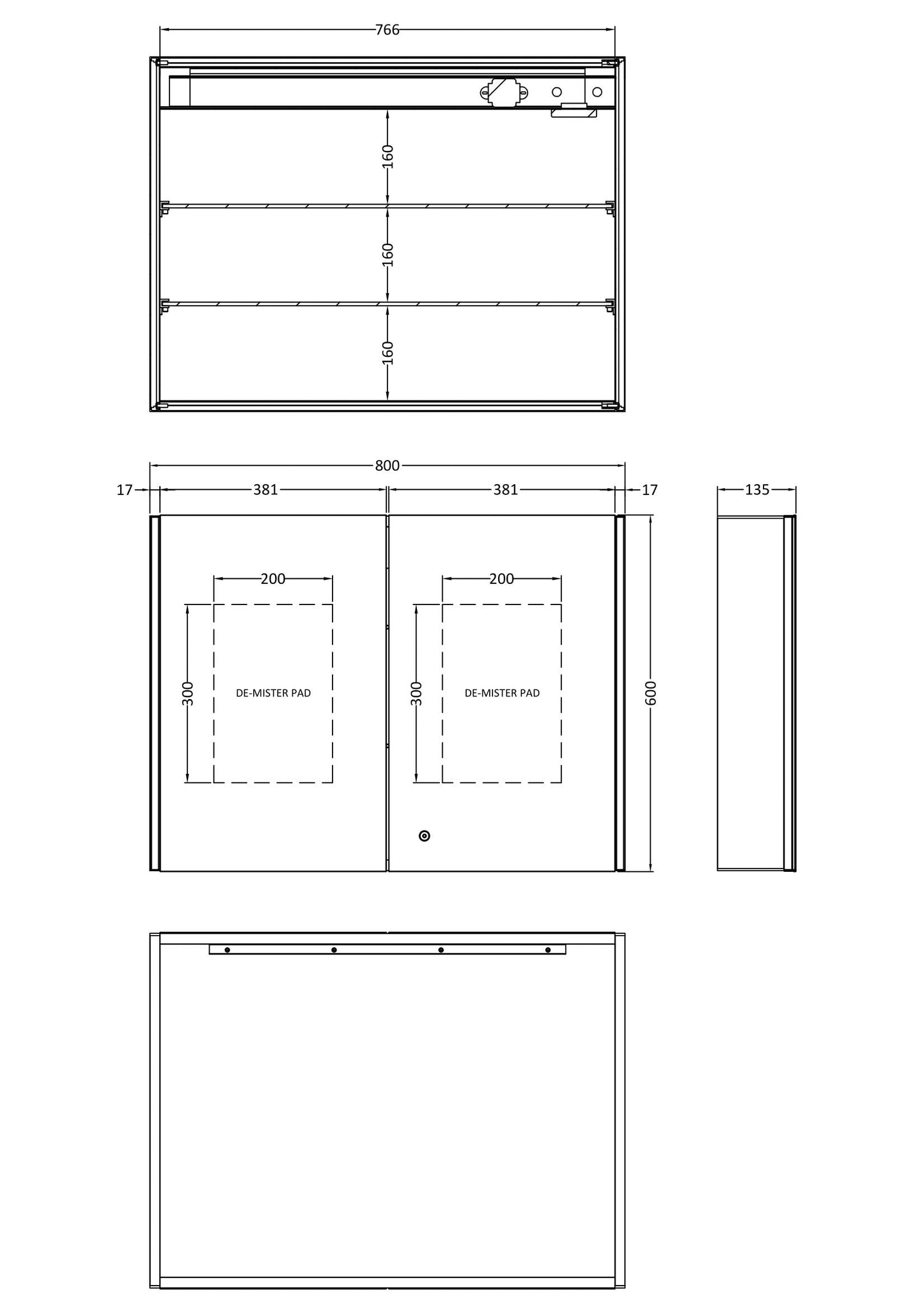Leda 800mm Mirror Cabinet