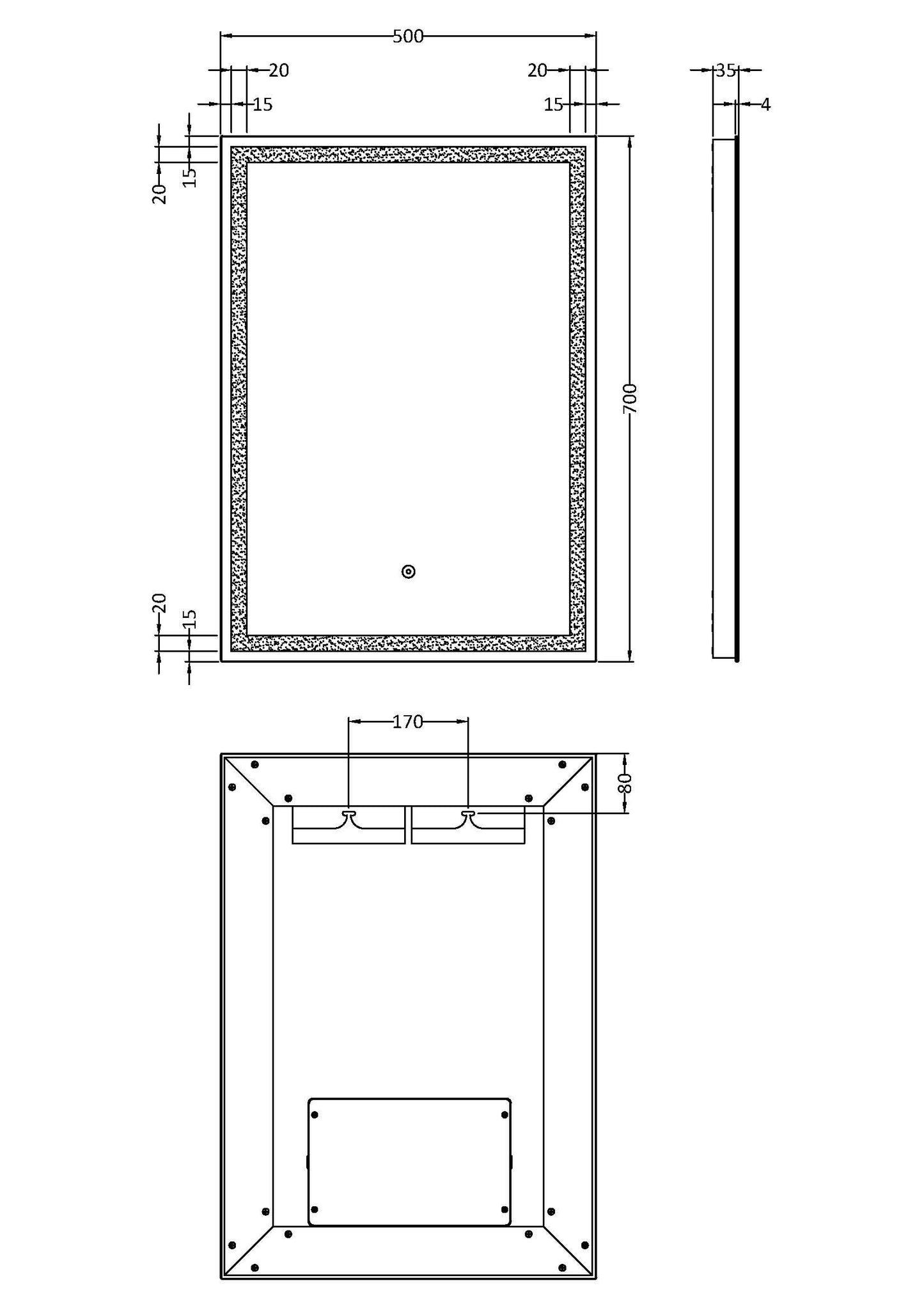 Lyra 700mm x 500mm LED Mirror