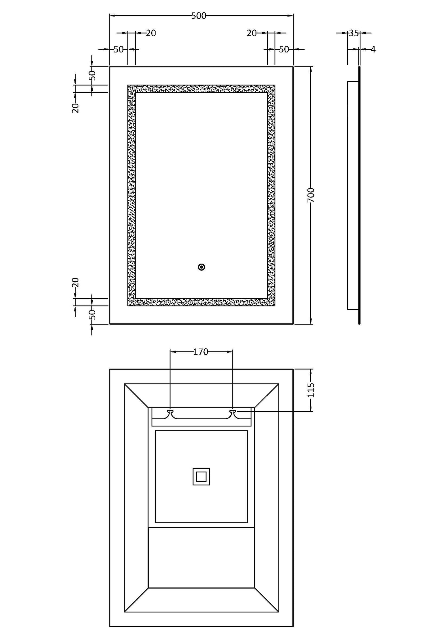 Sculptor 700mm x 500mm Touch Sensor Mirror