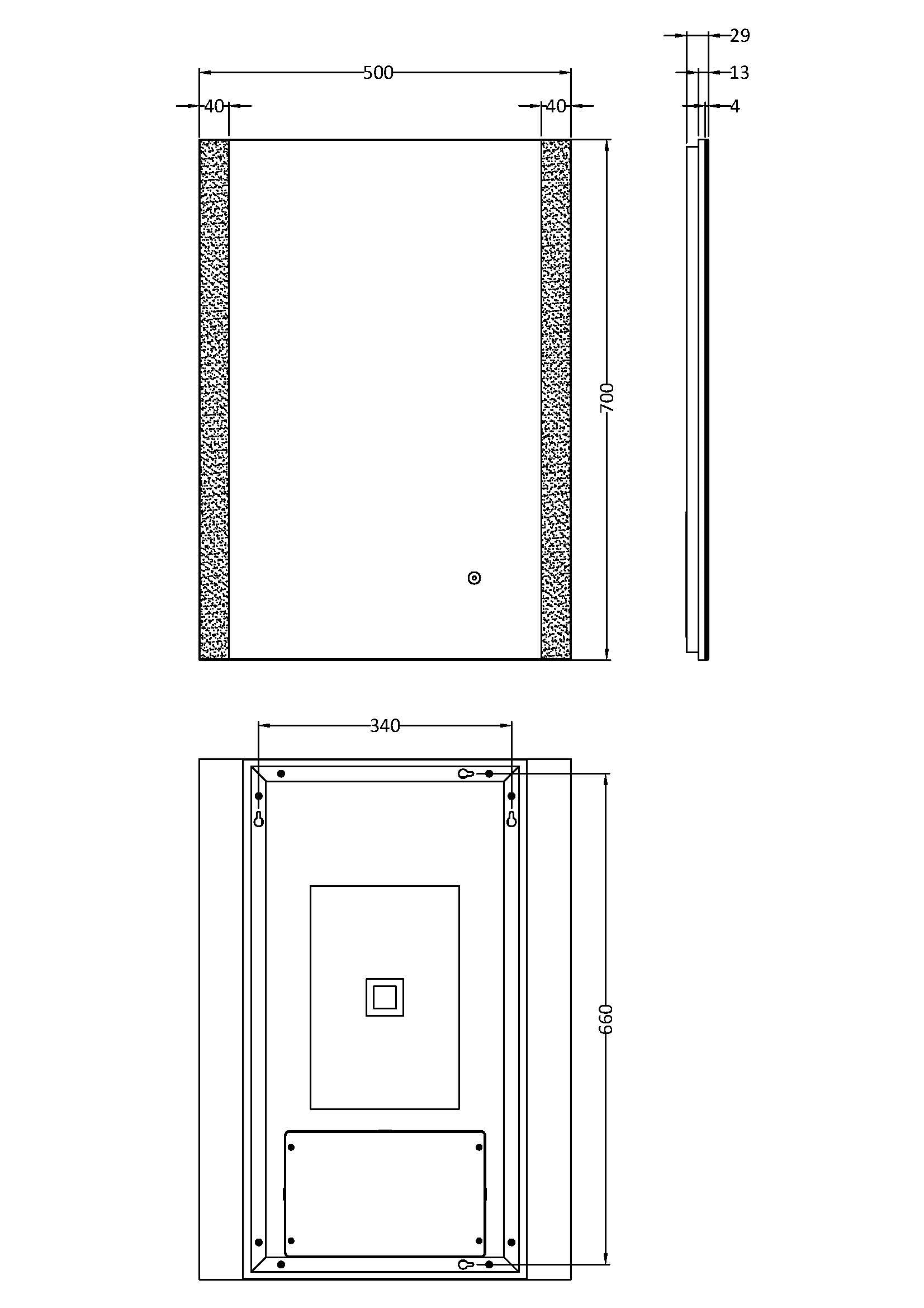 Castor 700mm x 500mm Ambient Mirror