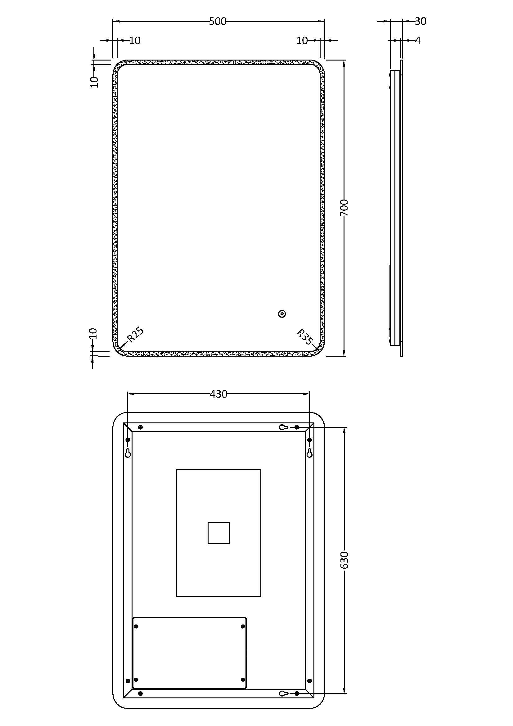 Lynx 700mm x 500mm Ambient Mirror