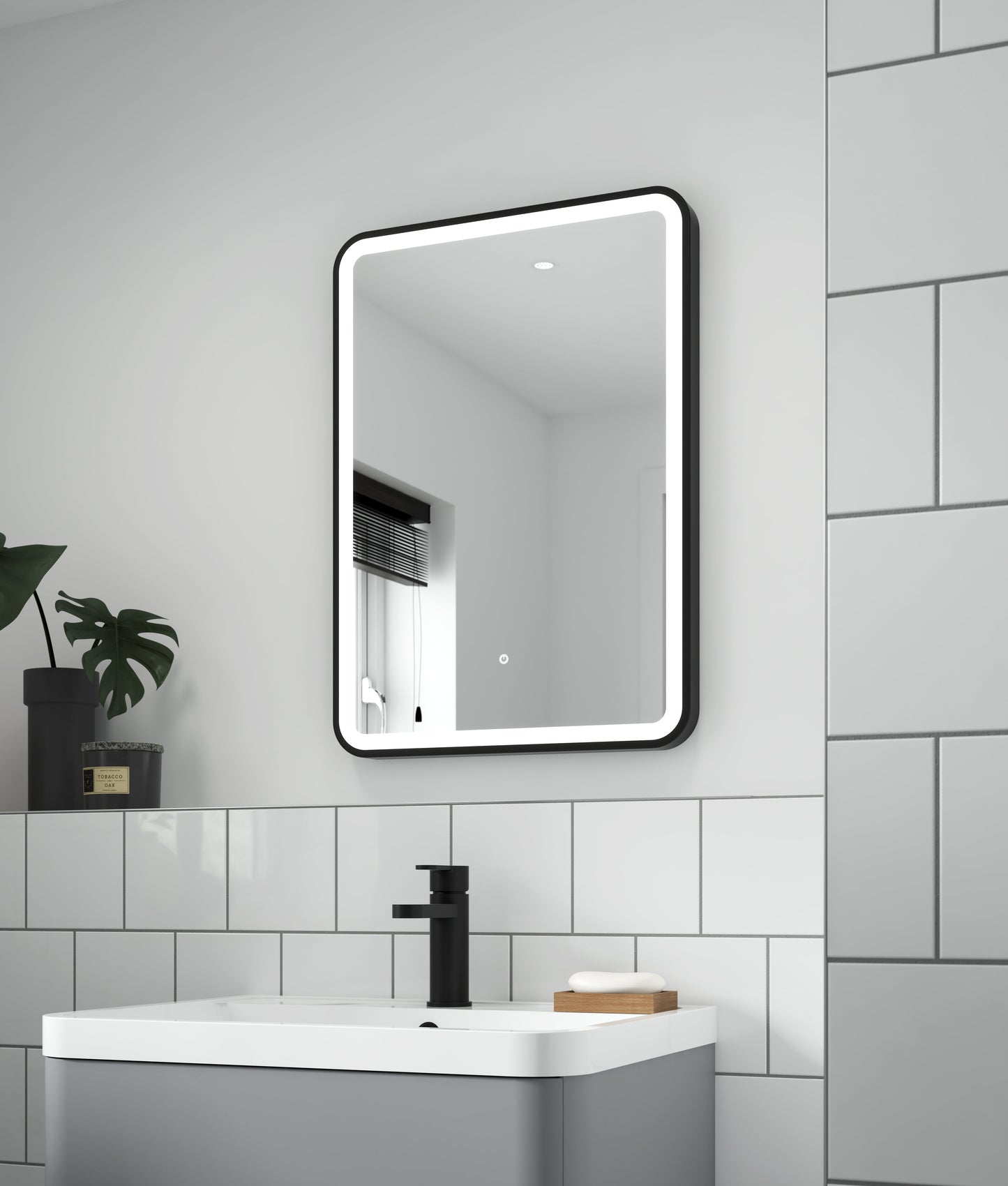 Hydrus 700mm x 500mm Black Framed Mirror