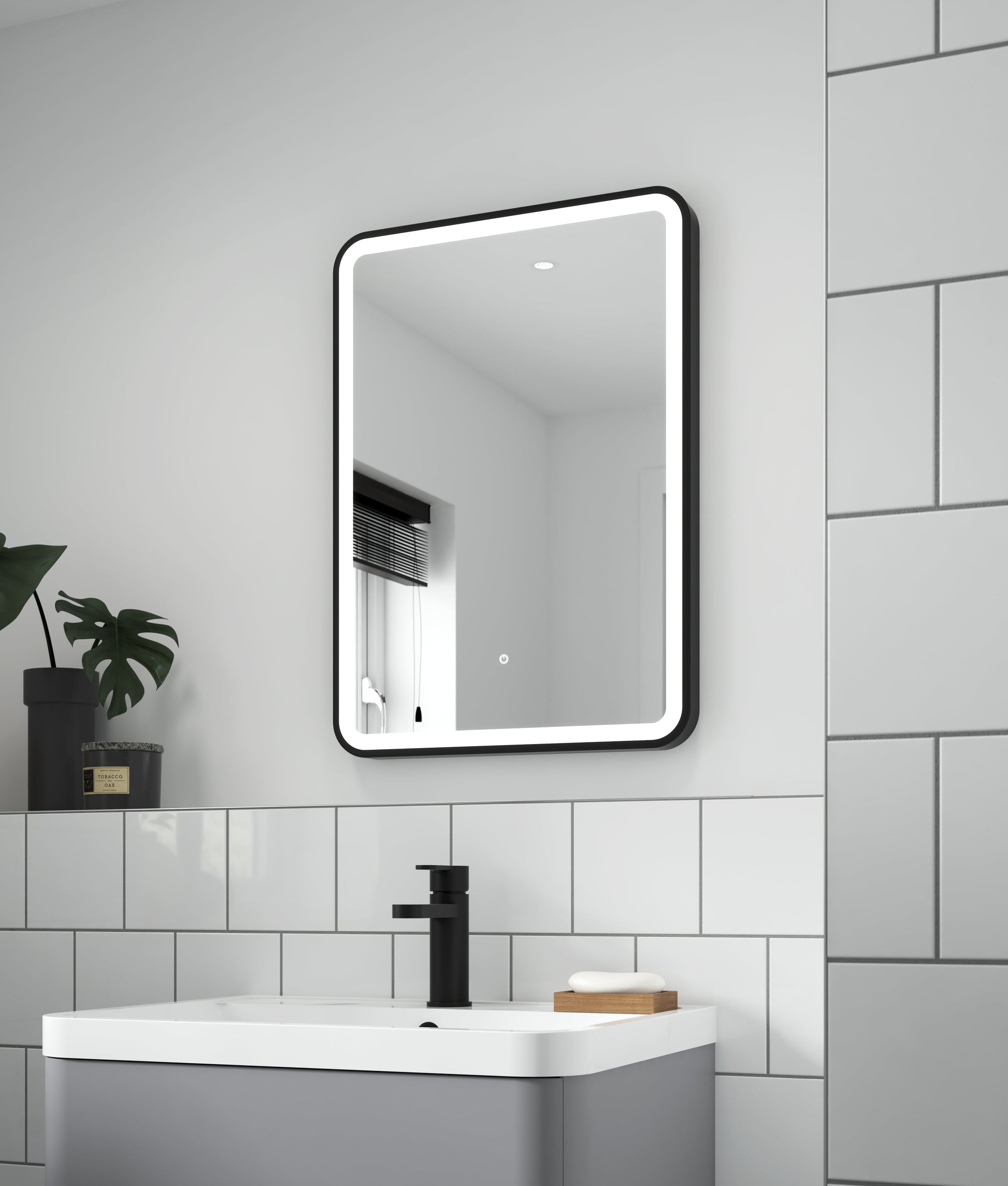 Hydrus 700mm x 500mm Black Framed Mirror