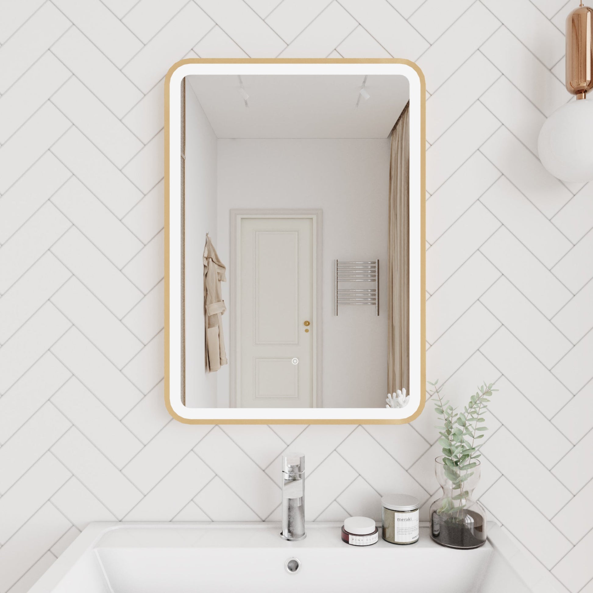 Hydrus 700mm x 500mm Brushed Brass Framed Mirror