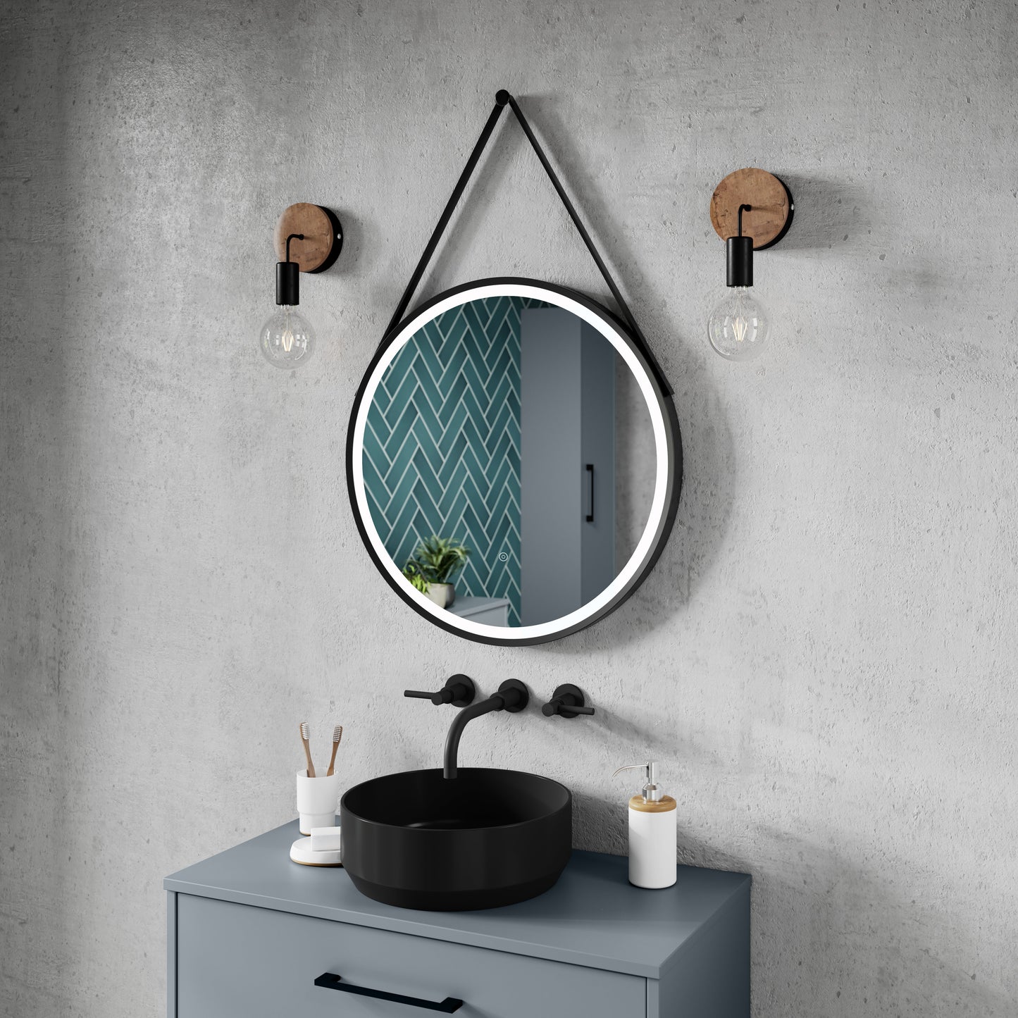 Salana 600mm Round Touch Sensor Illuminated Mirror