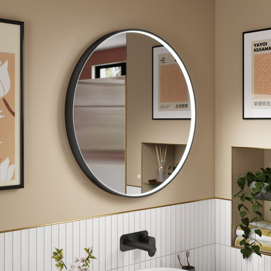 Mensa Black Inset Frame LED Mirror - 800mm