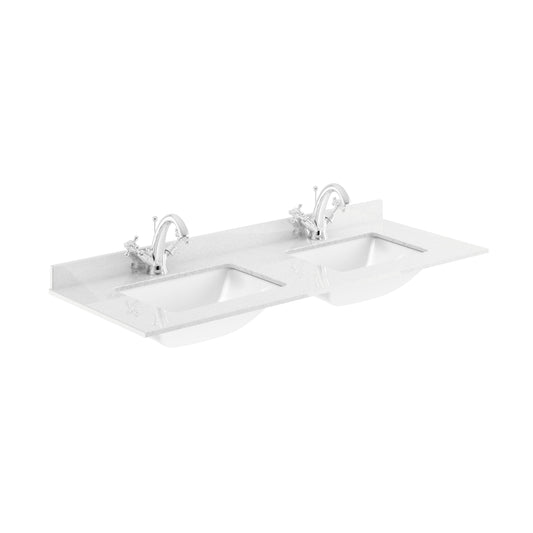 Hudson Reed Lille 1200mm Wall Hung Vanity Unit With Marble Worktop & Double Basins