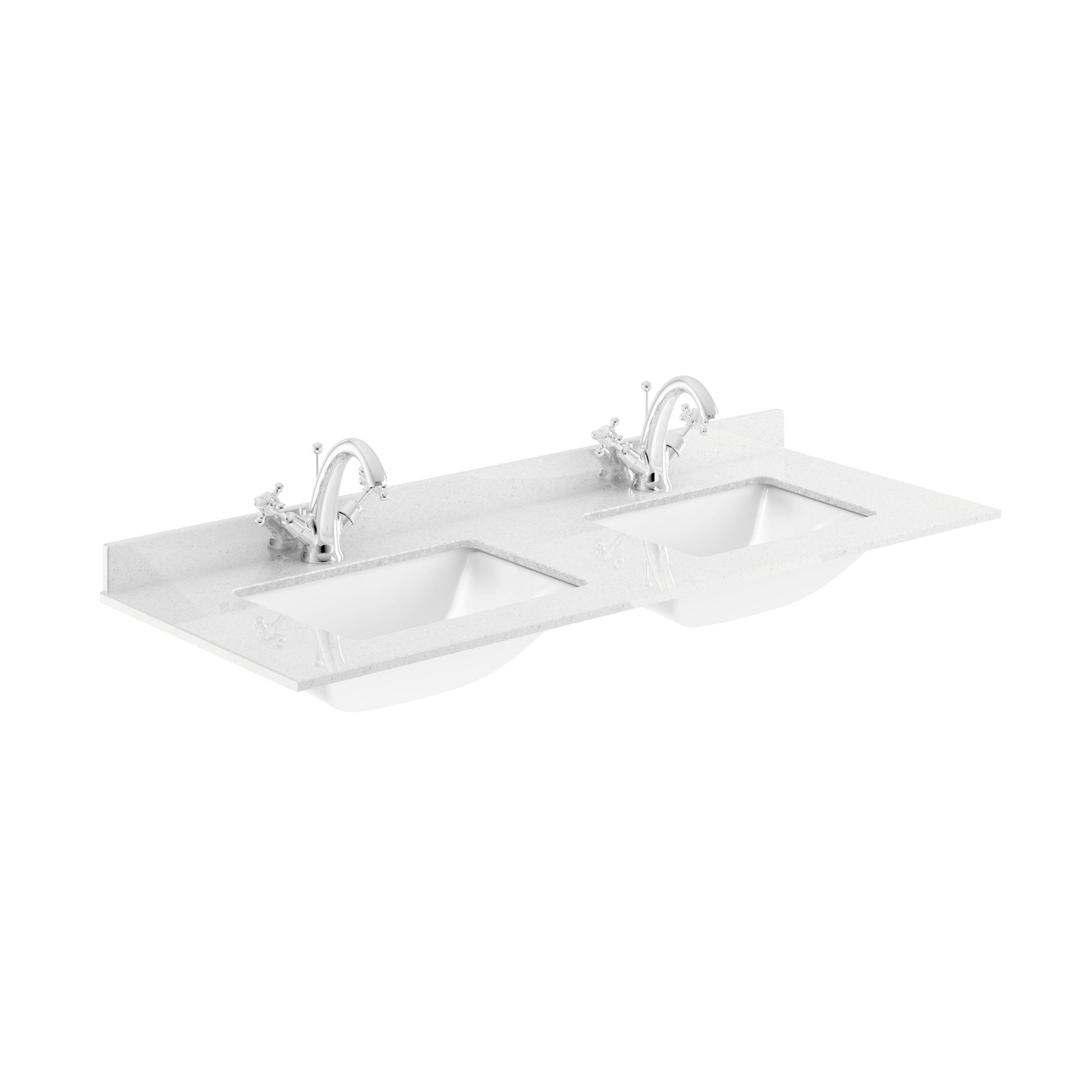 Hudson Reed Lille 1220mm Fern Green Wall Hung 4-Drawer Vanity Unit With Double Marble Basins