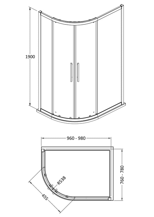 Hudson Reed Apex 1000 x 800mm Offset Quadrant Enclosure