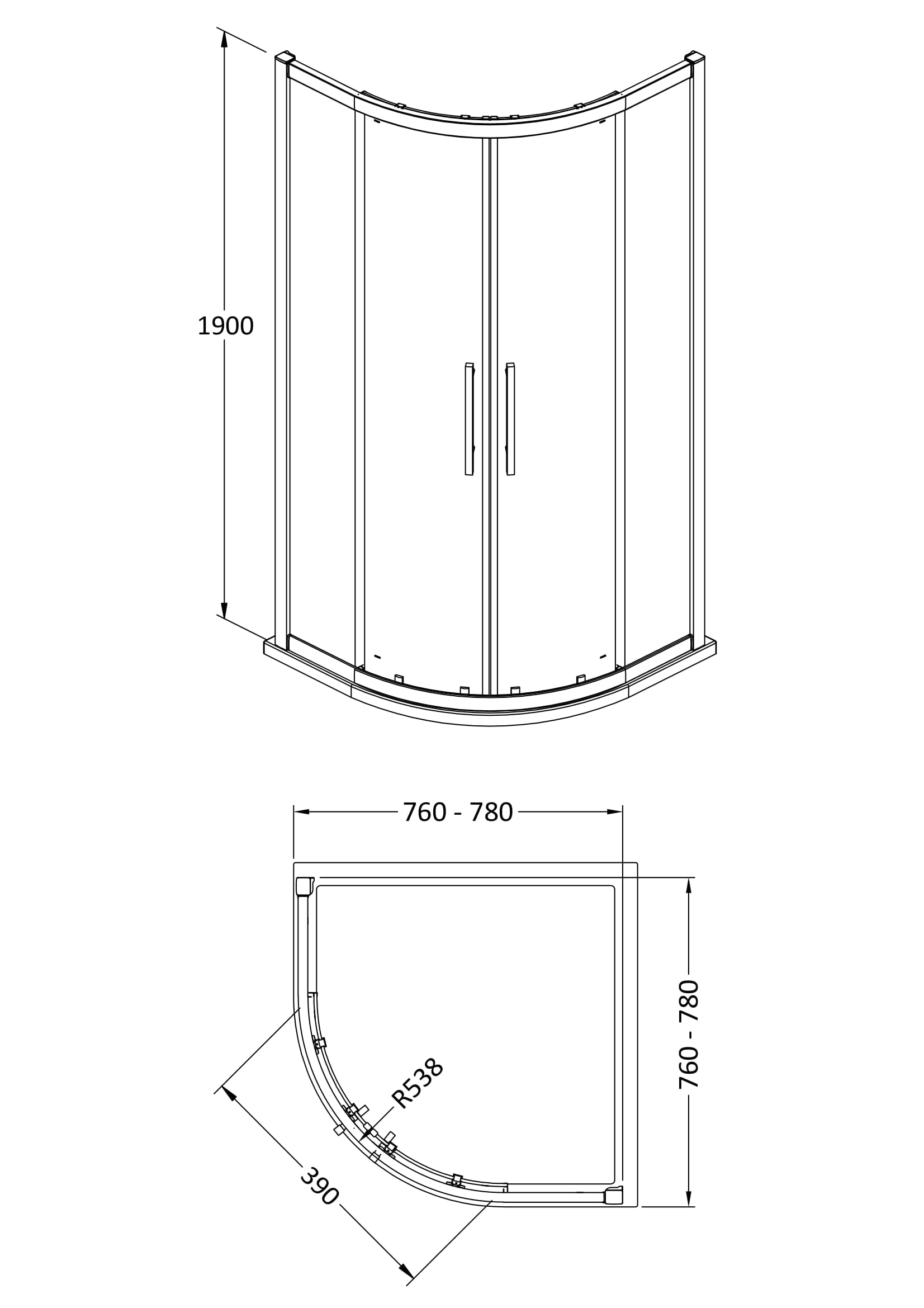 Hudson Reed Apex 800mm Quadrant Shower Enclosure
