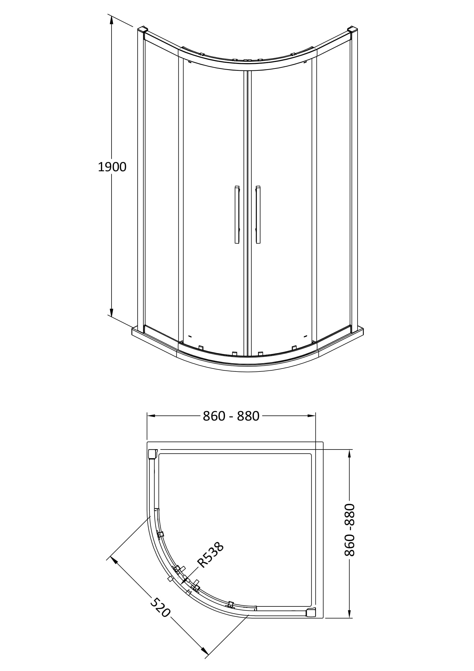 Apex 900mm Quadrant Enclosure
