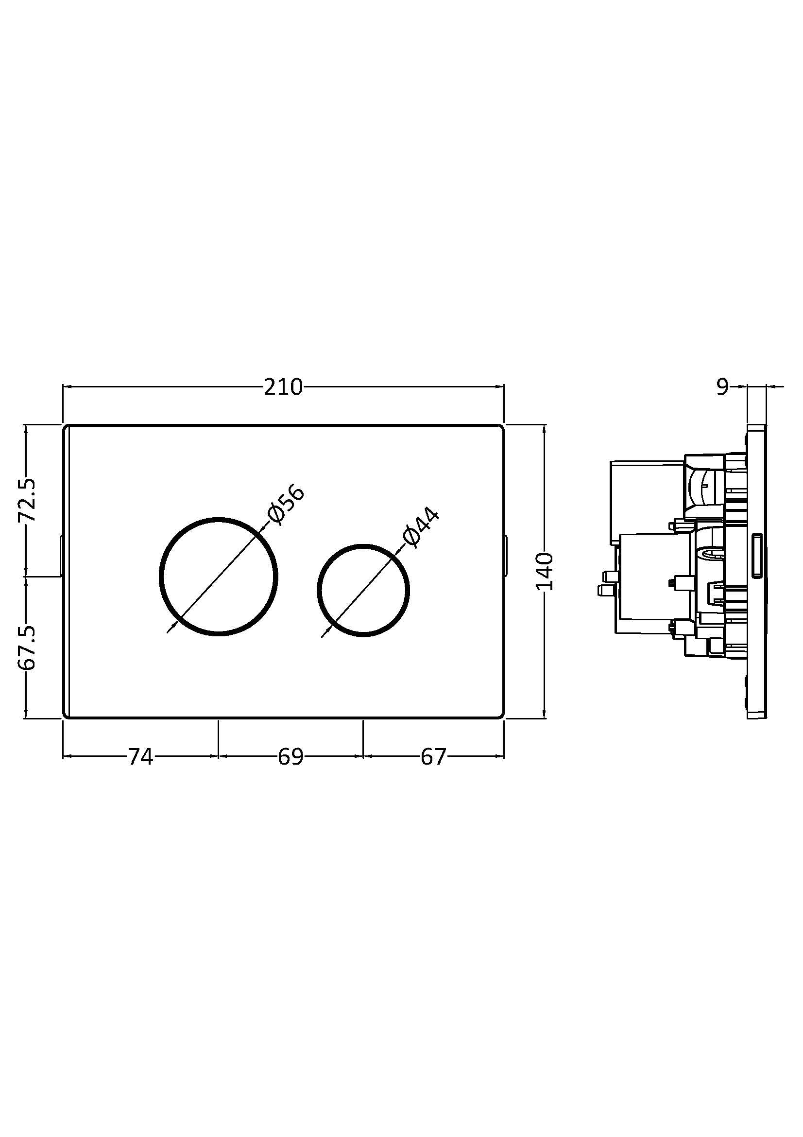 Ceramics Accessories Round Flush Plate for Pneumatic Dual Flush