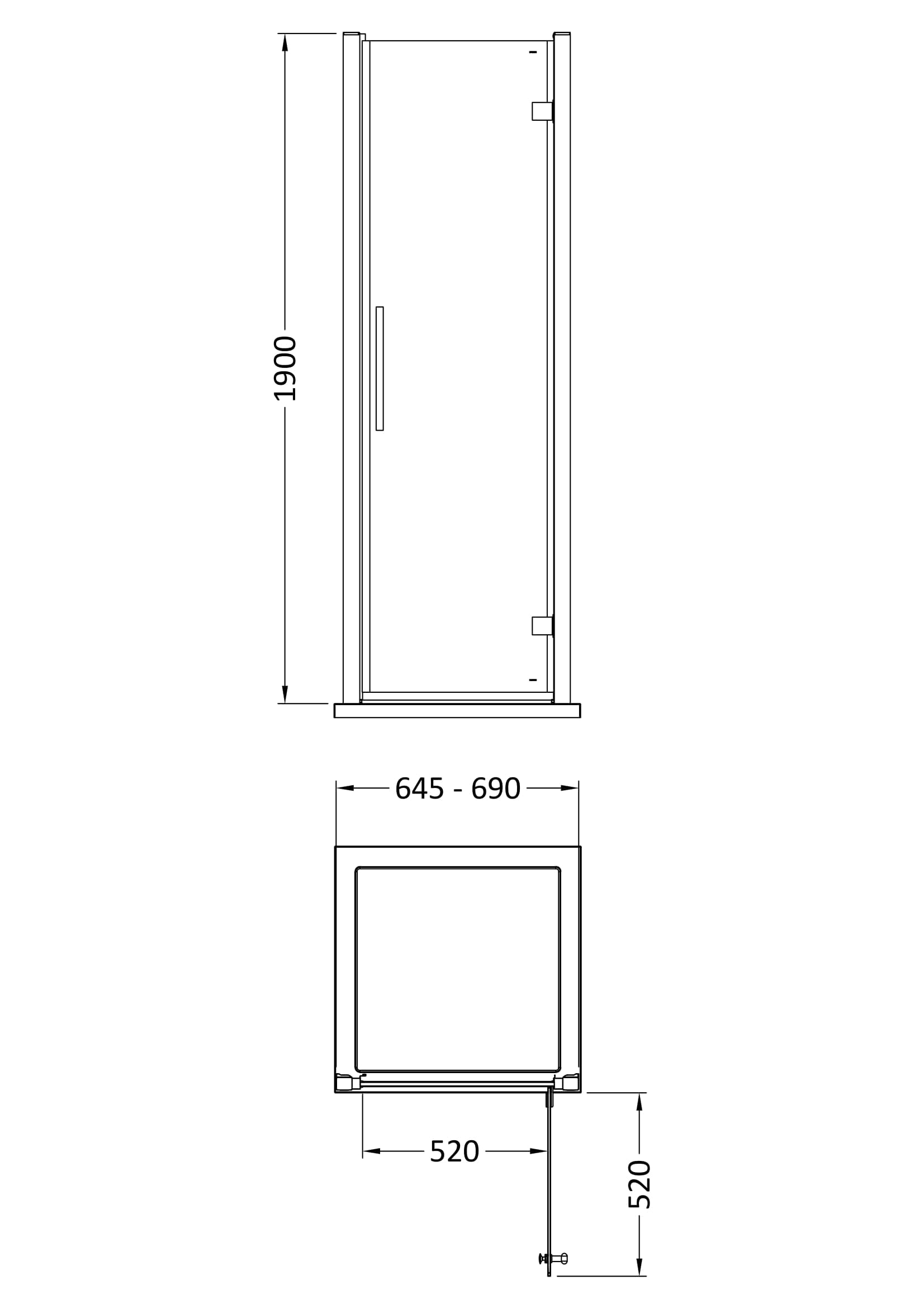 Apex 700mm Hinged Door