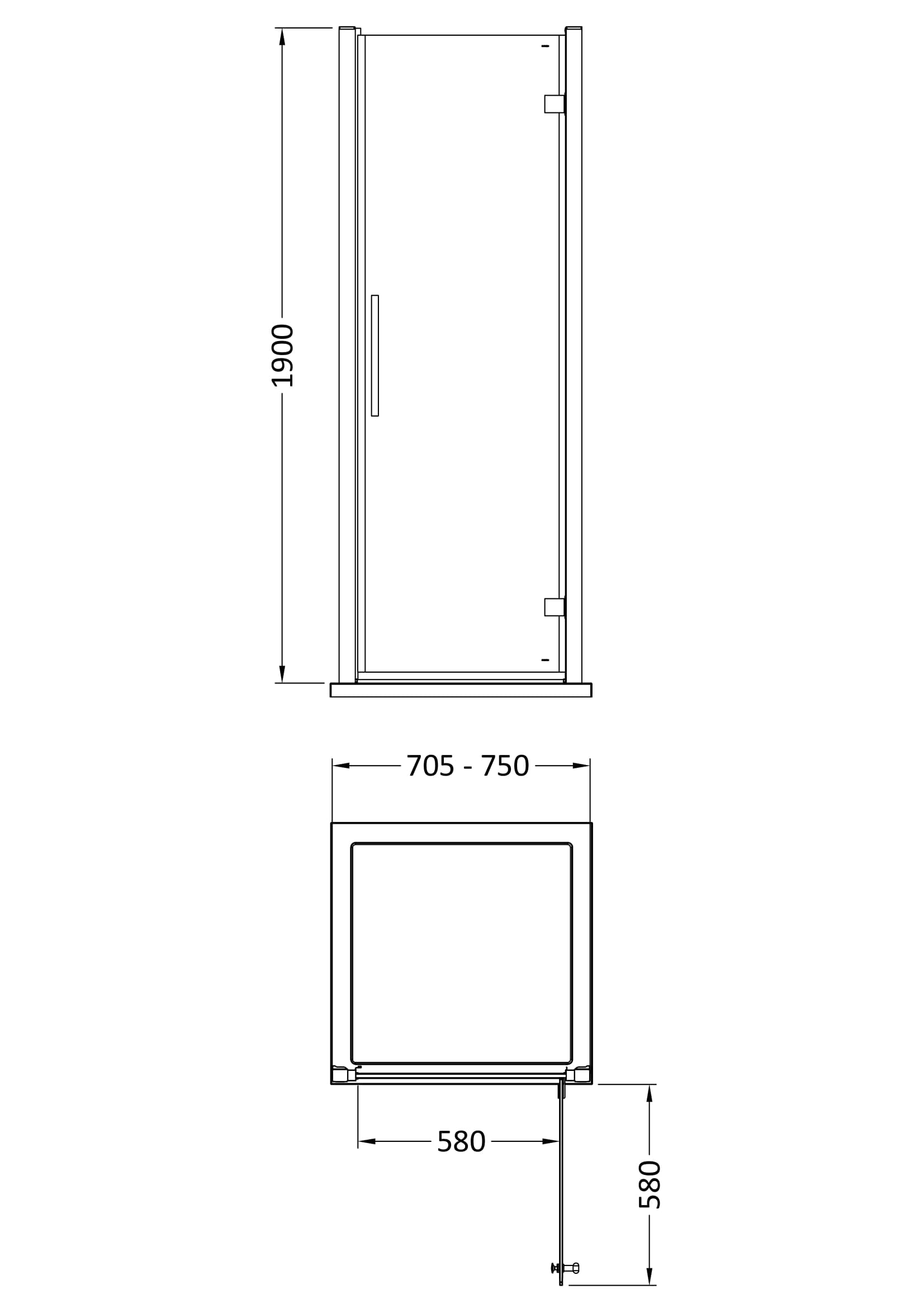 Hudson Reed Apex 760mm Hinged Door With Handle