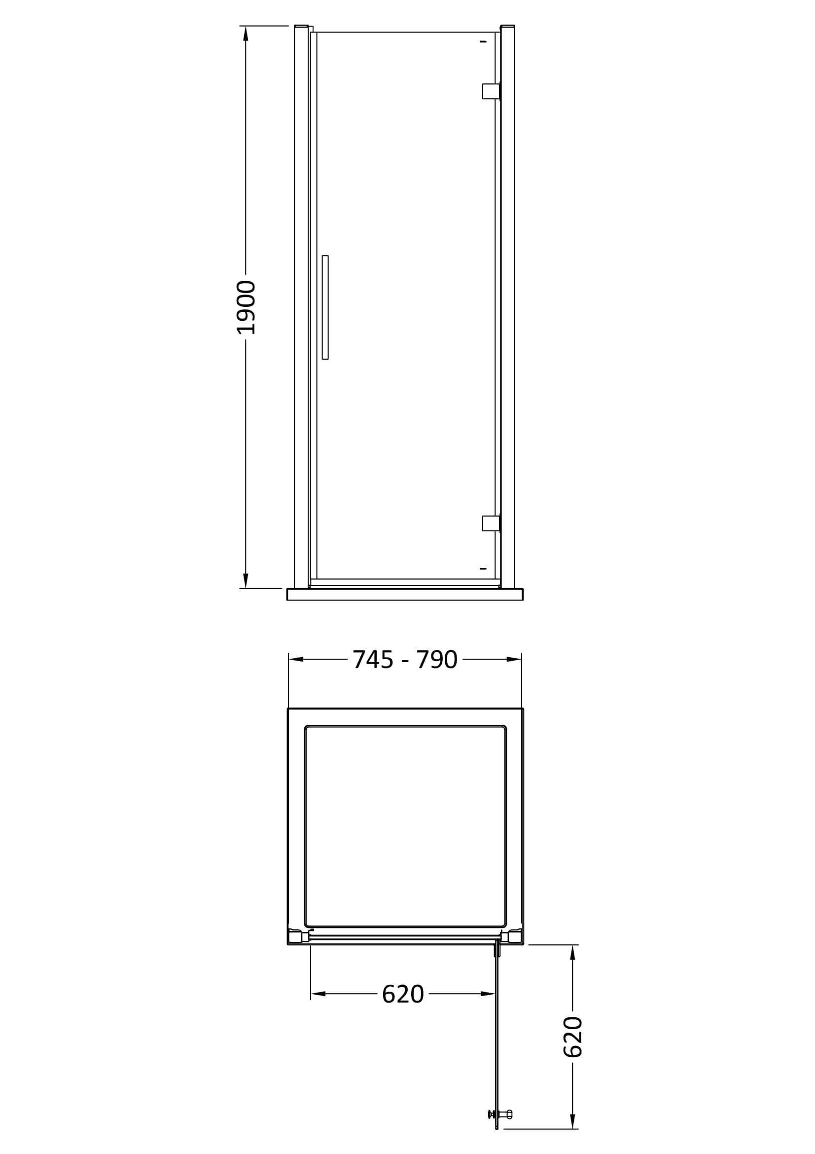 Hudson Reed Apex 800mm Hinged Door With Fixings and Handle