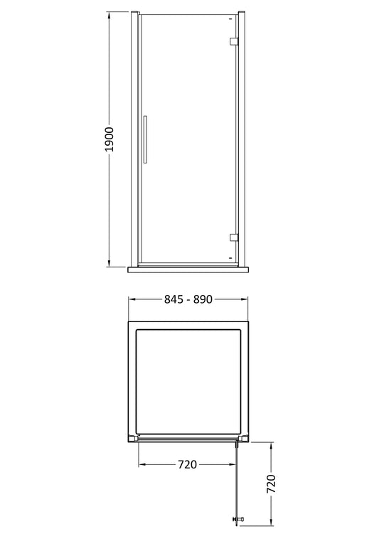 Hudson Reed Apex 900mm Chrome Hinged Shower Door With Handle