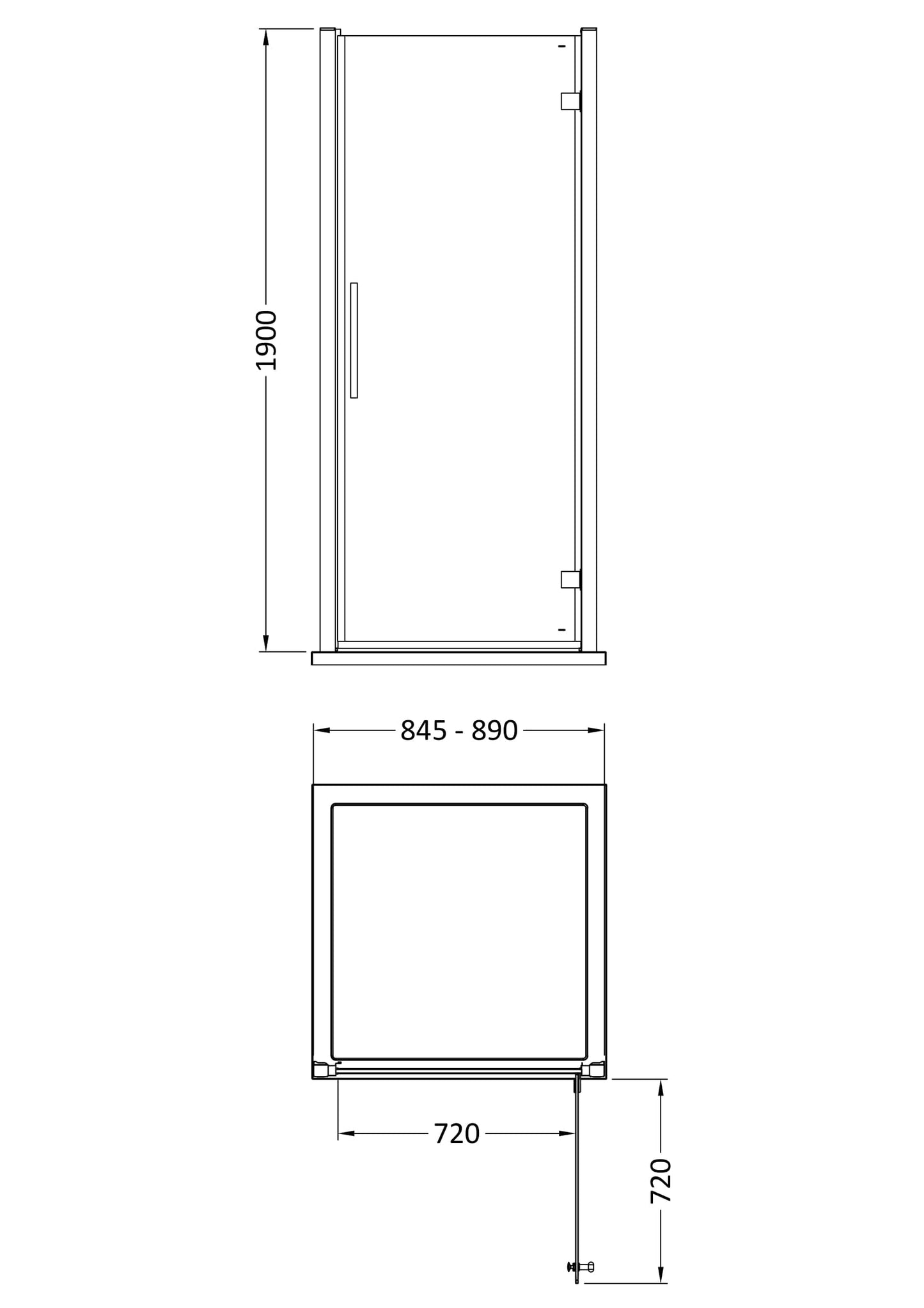 Apex 900mm Hinged Door