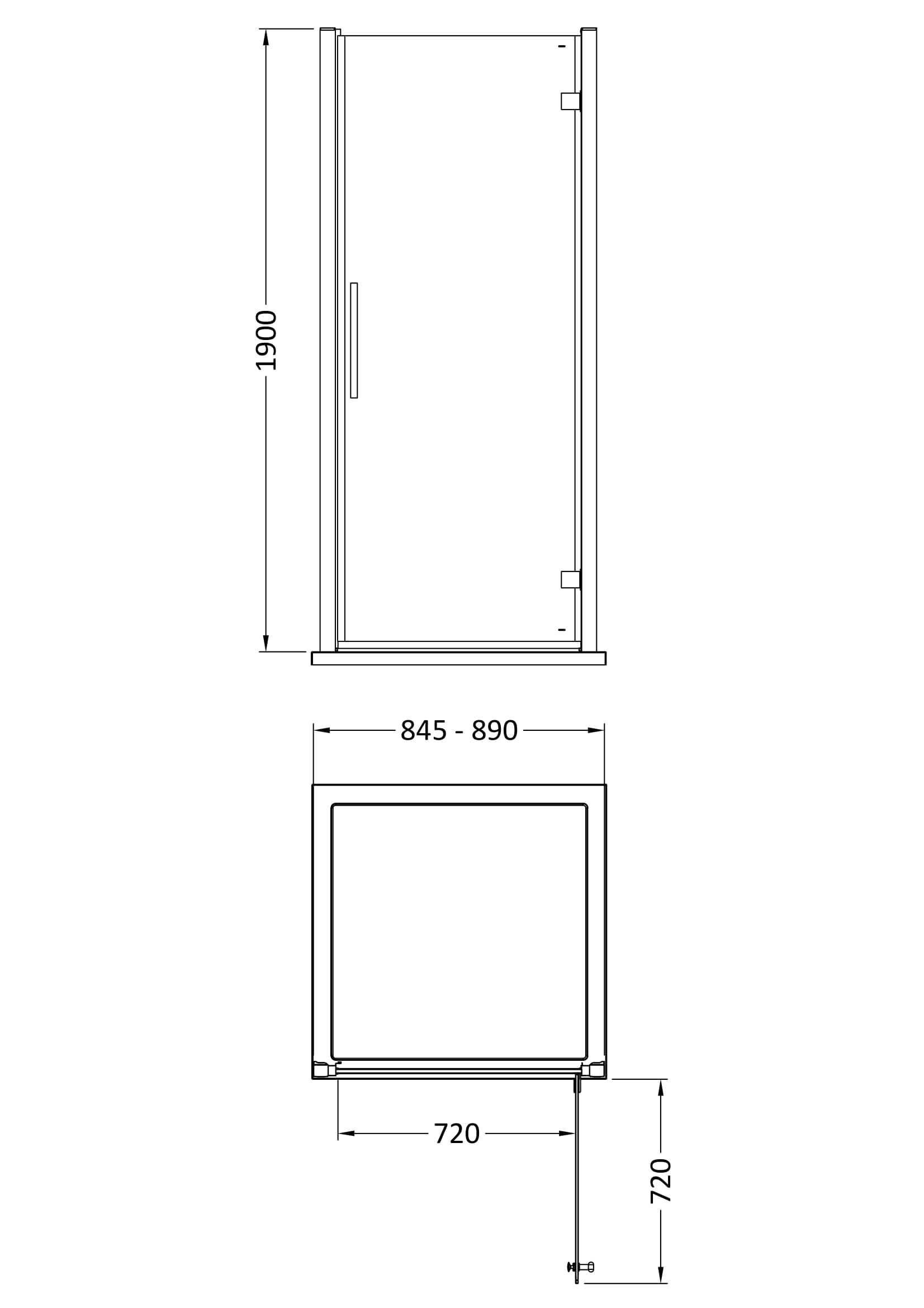 Apex 900mm Hinged Door